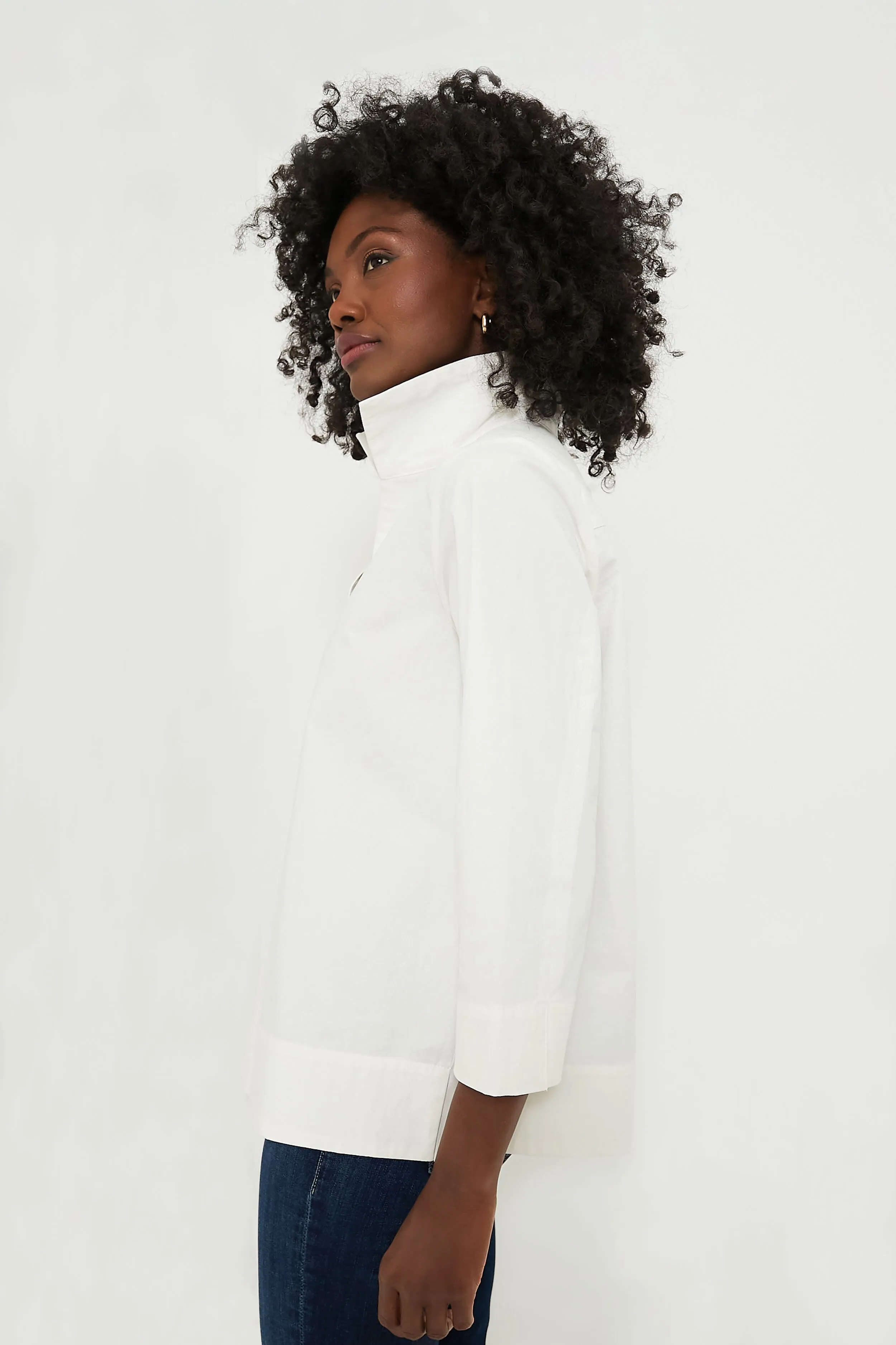 White Margot Stand Collar Blouse sold by Tuckernuck product image thumbnail 3