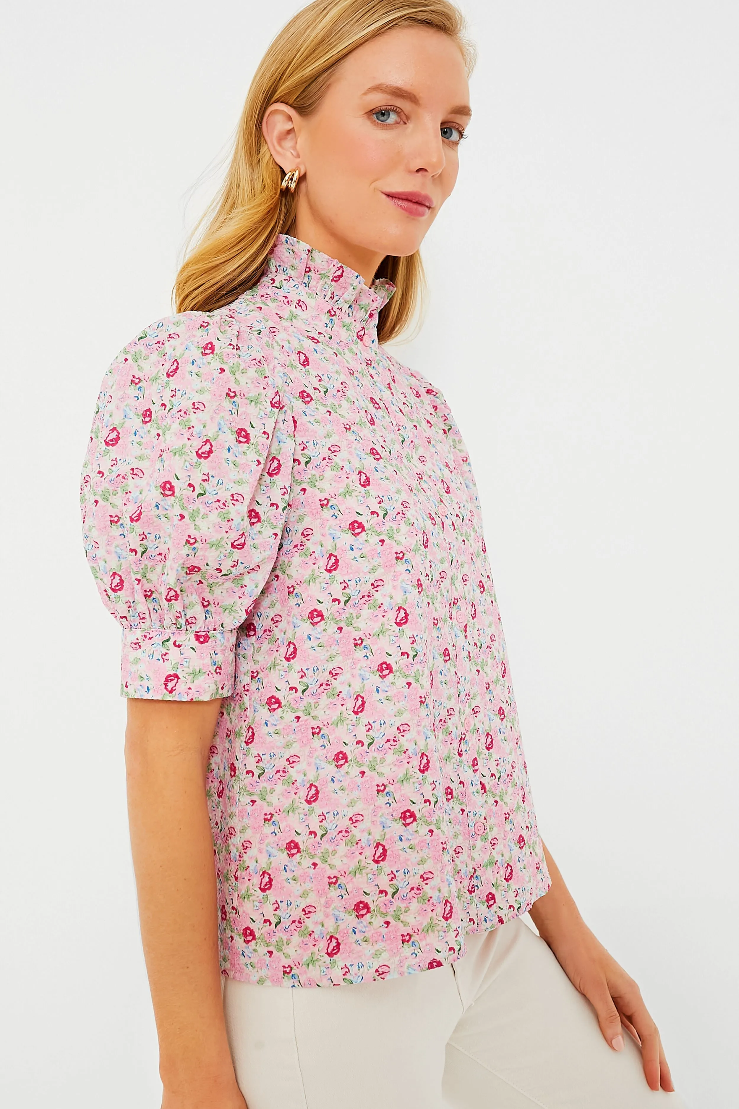 Pink Multi Floral Louisa Blouse sold by Tuckernuck product image thumbnail 3