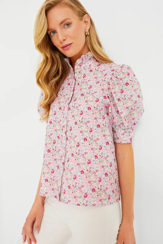 Pink Multi Floral Louisa Blouse sold by Tuckernuck