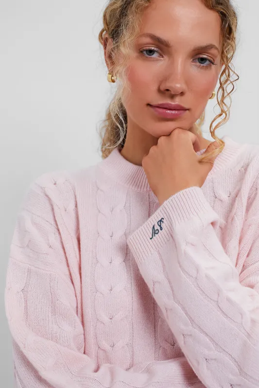 Ballet Slipper Eloise Cable Knit Boyfriend Crewneck sold by Tuckernuck