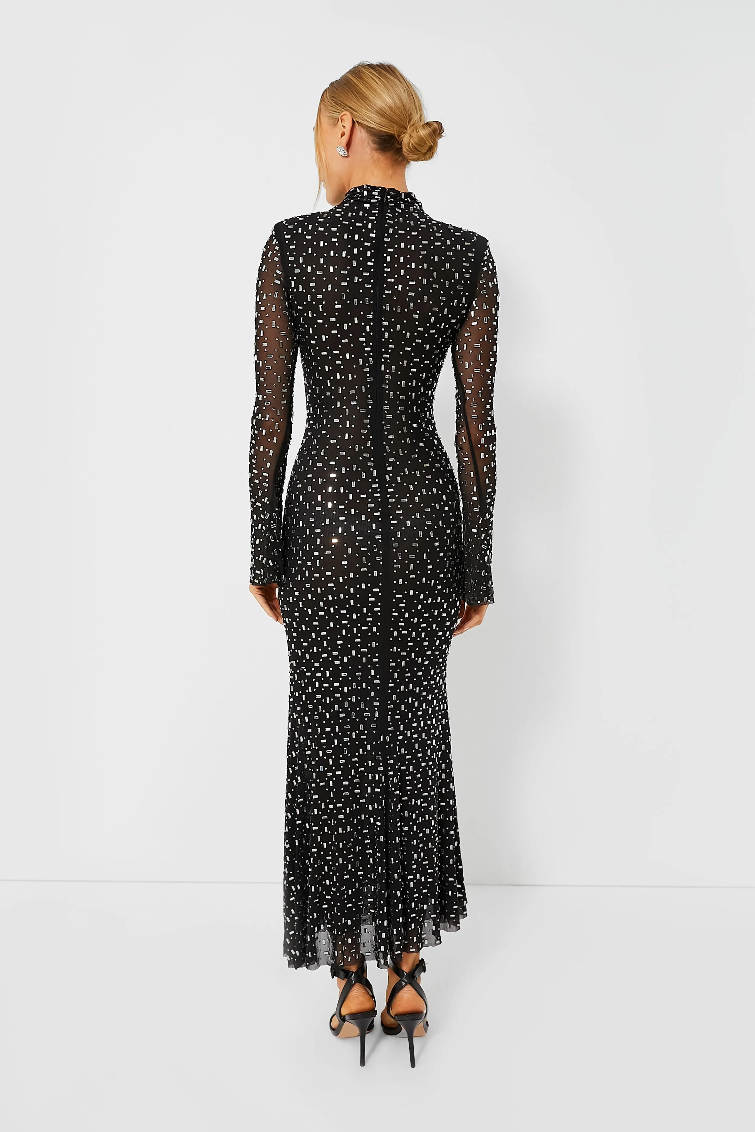 Black Square Rhinestone Mesh Midi Dress sold by Tuckernuck product image thumbnail 4