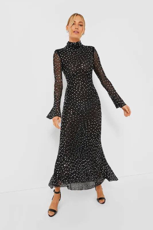 Black Square Rhinestone Mesh Midi Dress sold by Tuckernuck