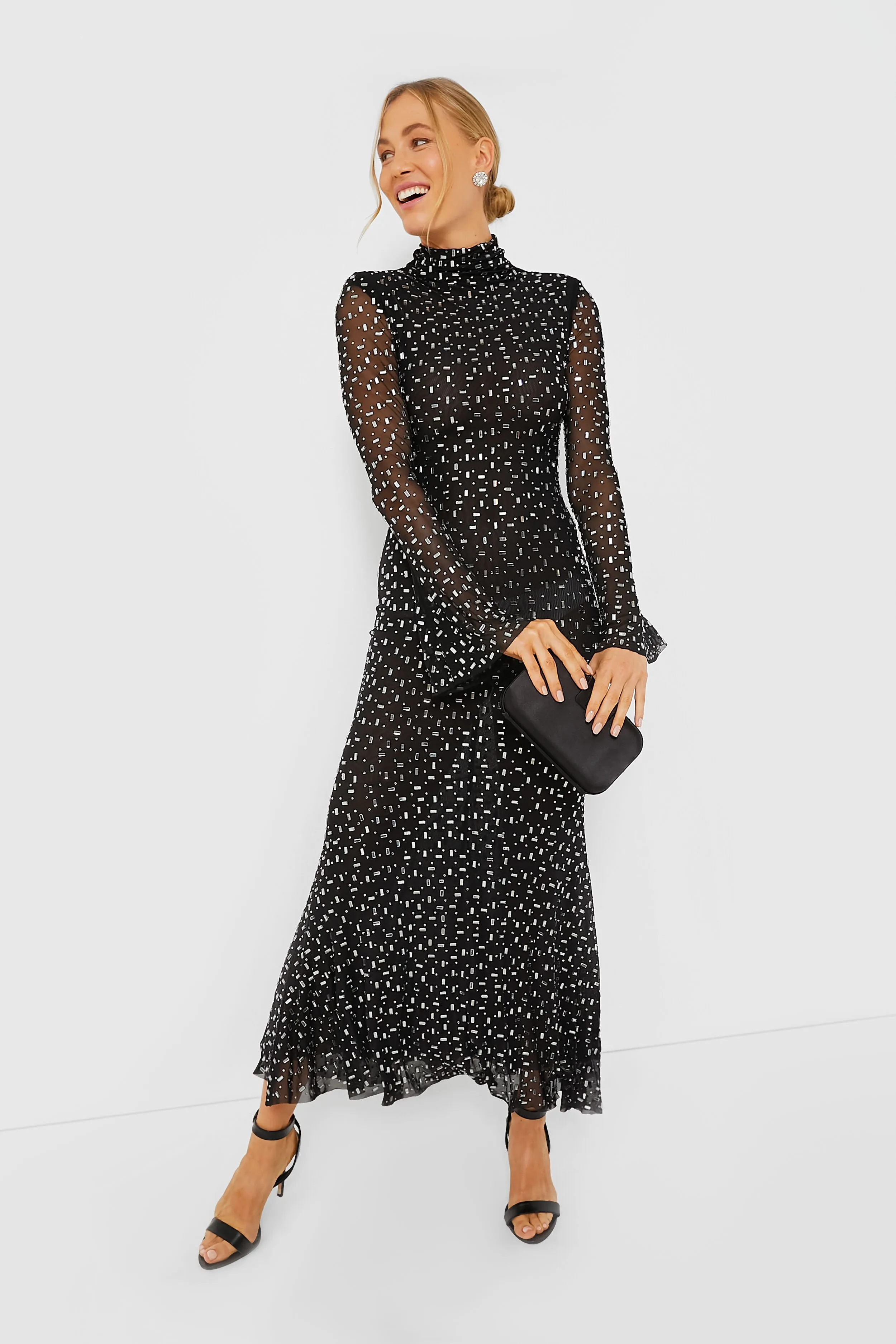 Black Square Rhinestone Mesh Midi Dress sold by Tuckernuck product image thumbnail 2