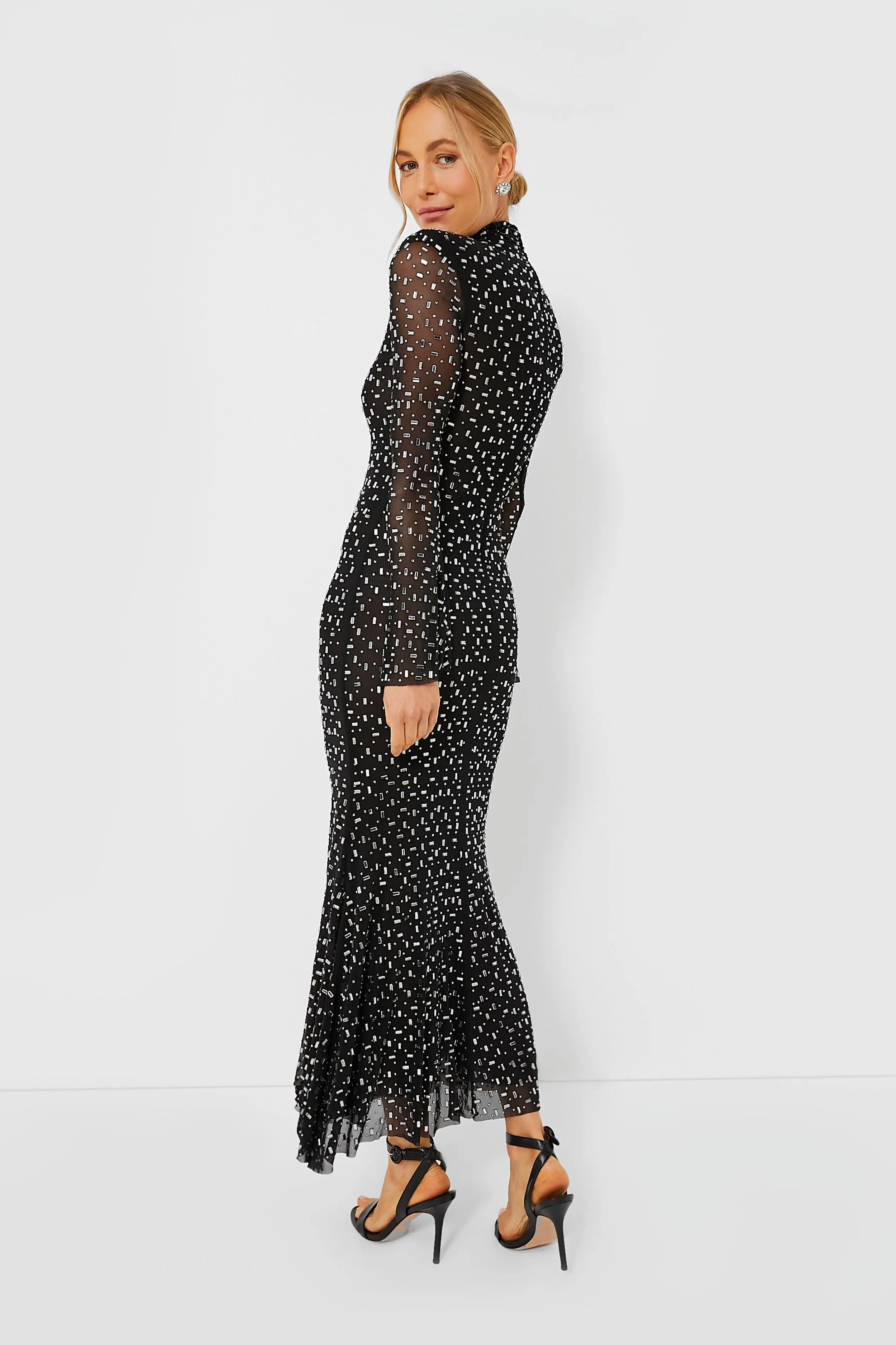 Black Square Rhinestone Mesh Midi Dress sold by Tuckernuck product image thumbnail 3