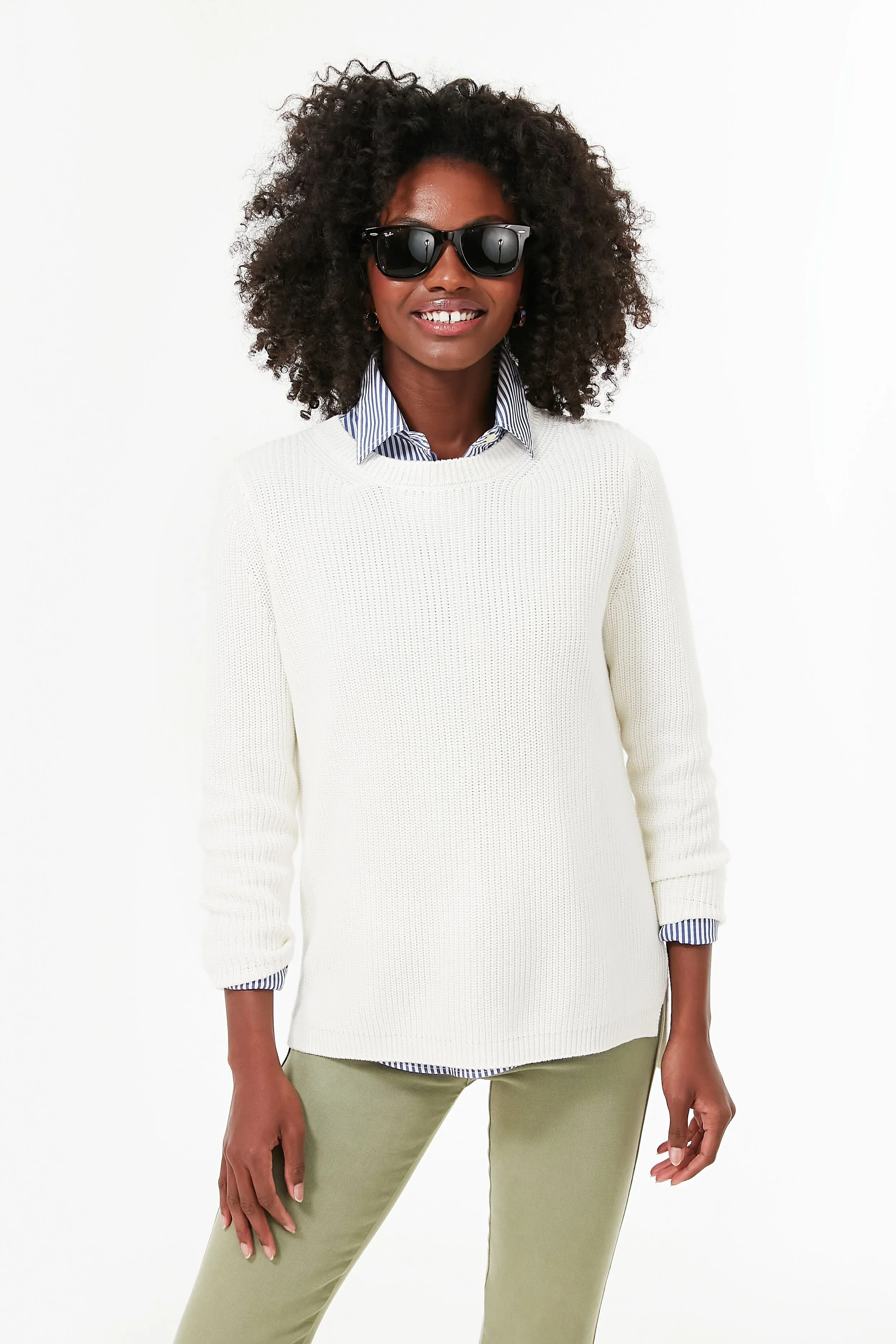 Chalk Emma Shaker Sweater sold by Tuckernuck