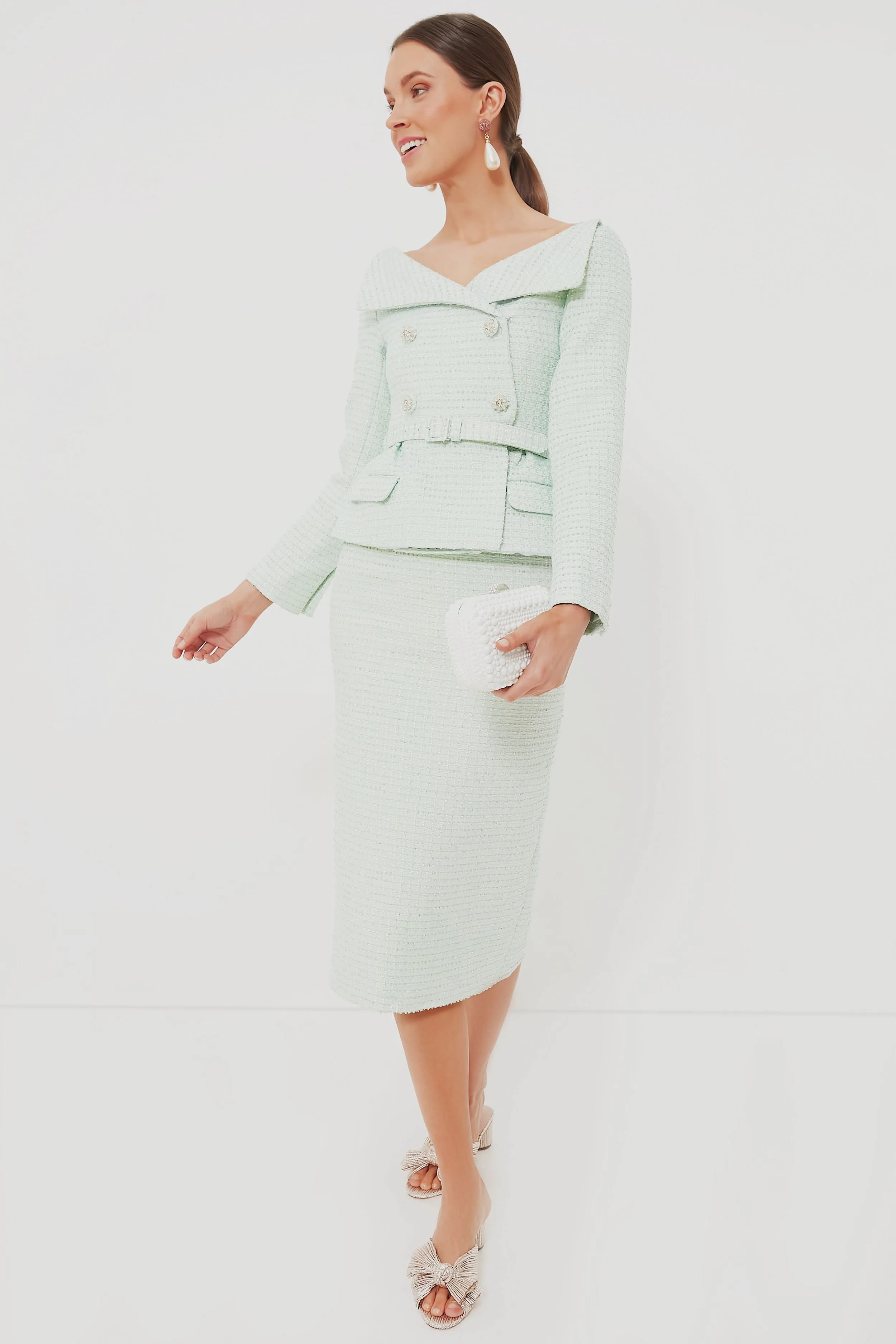 Mint Boucle Tailored Midi Dress sold by Tuckernuck