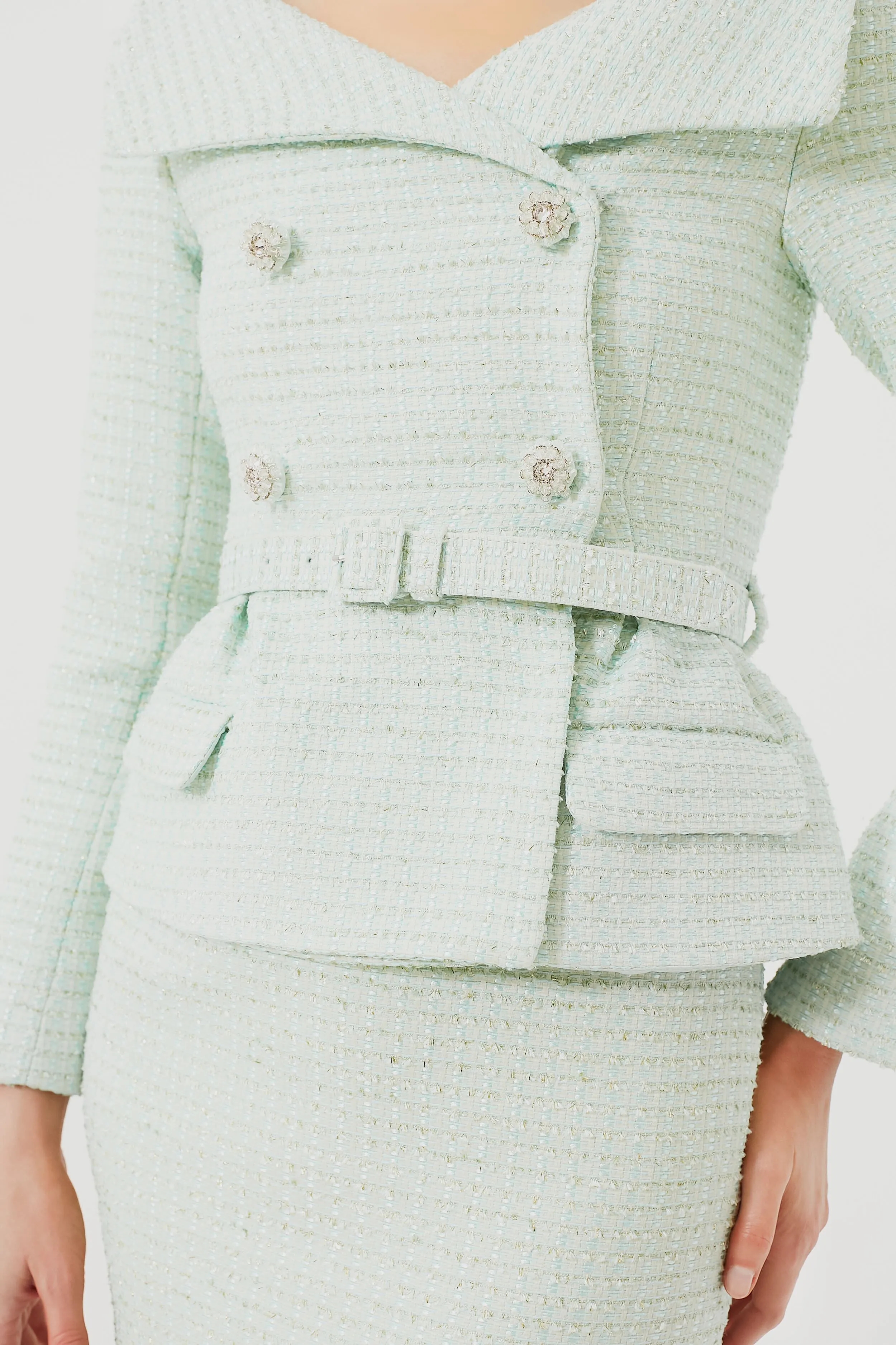Mint Boucle Tailored Midi Dress sold by Tuckernuck product image thumbnail 5