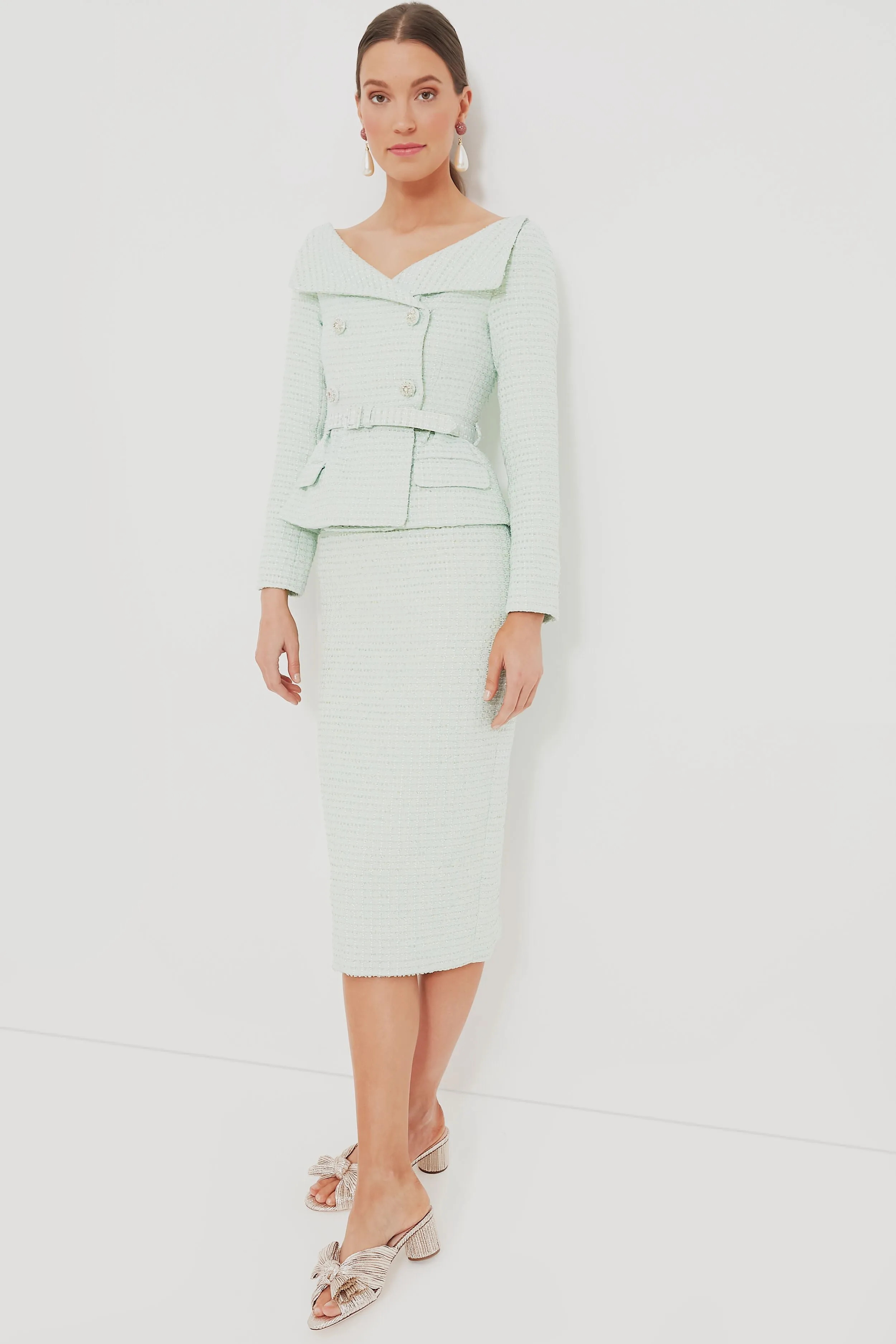 Mint Boucle Tailored Midi Dress sold by Tuckernuck product image thumbnail 2