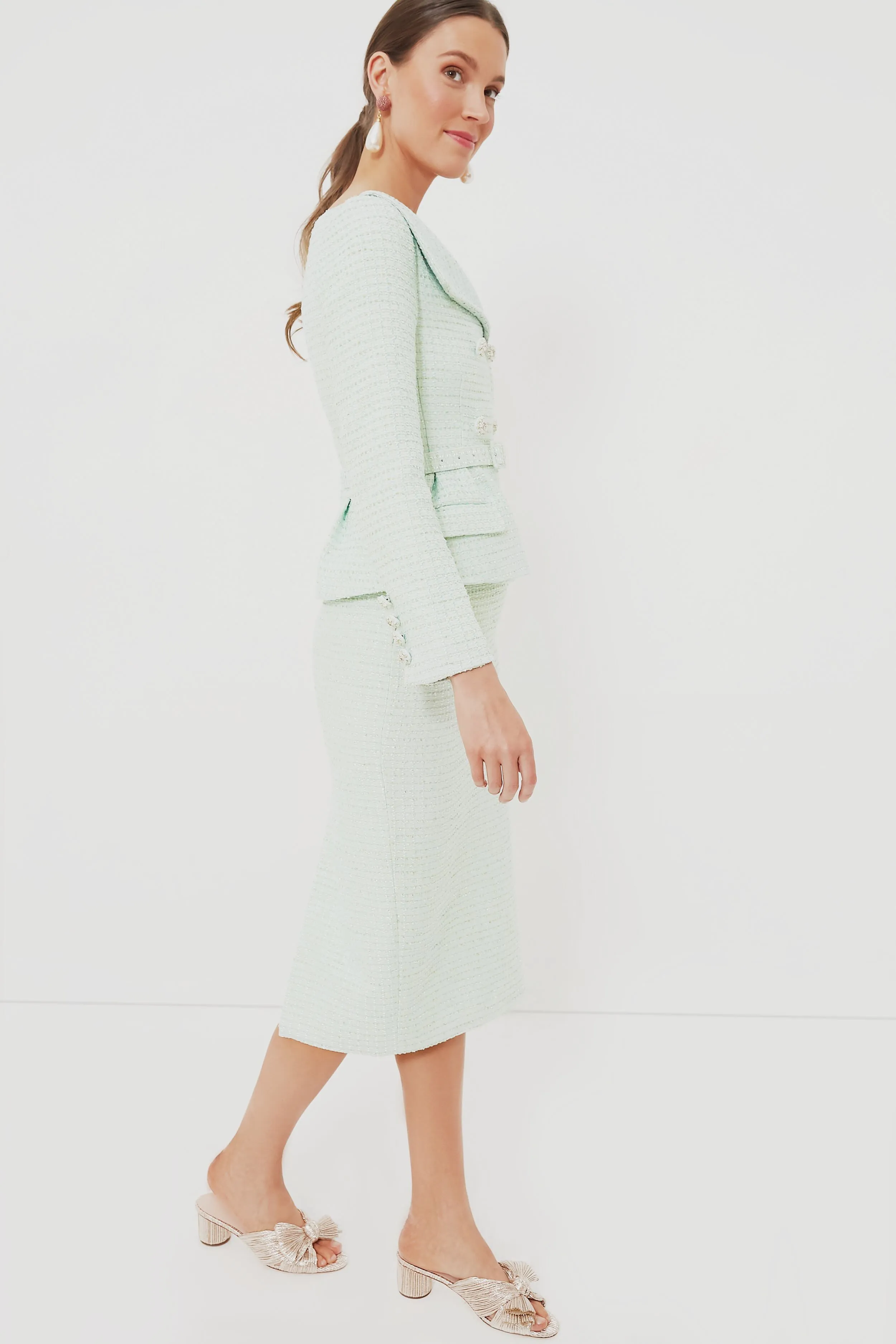 Mint Boucle Tailored Midi Dress sold by Tuckernuck product image thumbnail 3