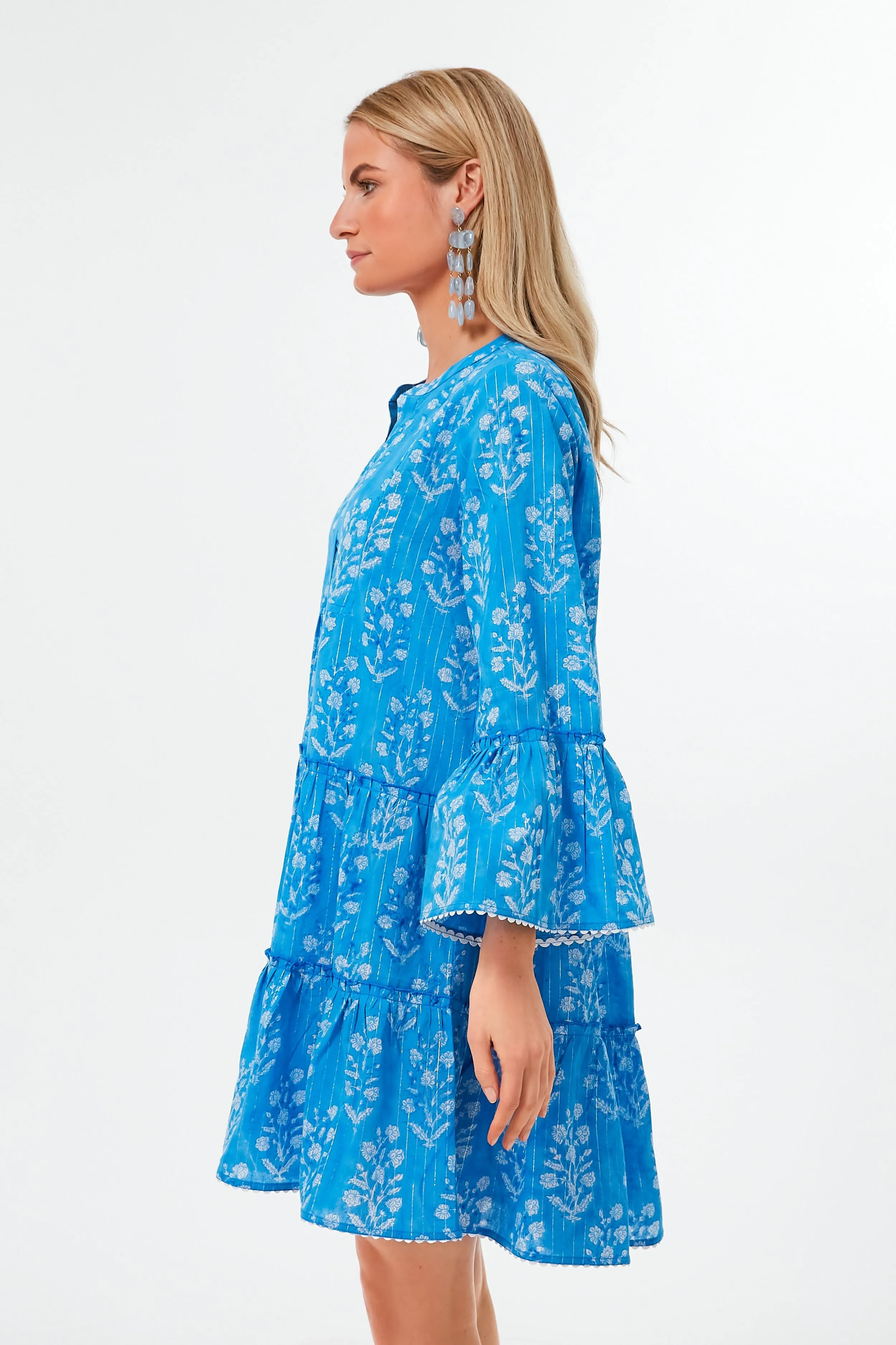 Sapphire Small Flower Lurex Flared Sleeve Dress sold by Tuckernuck product image thumbnail 3