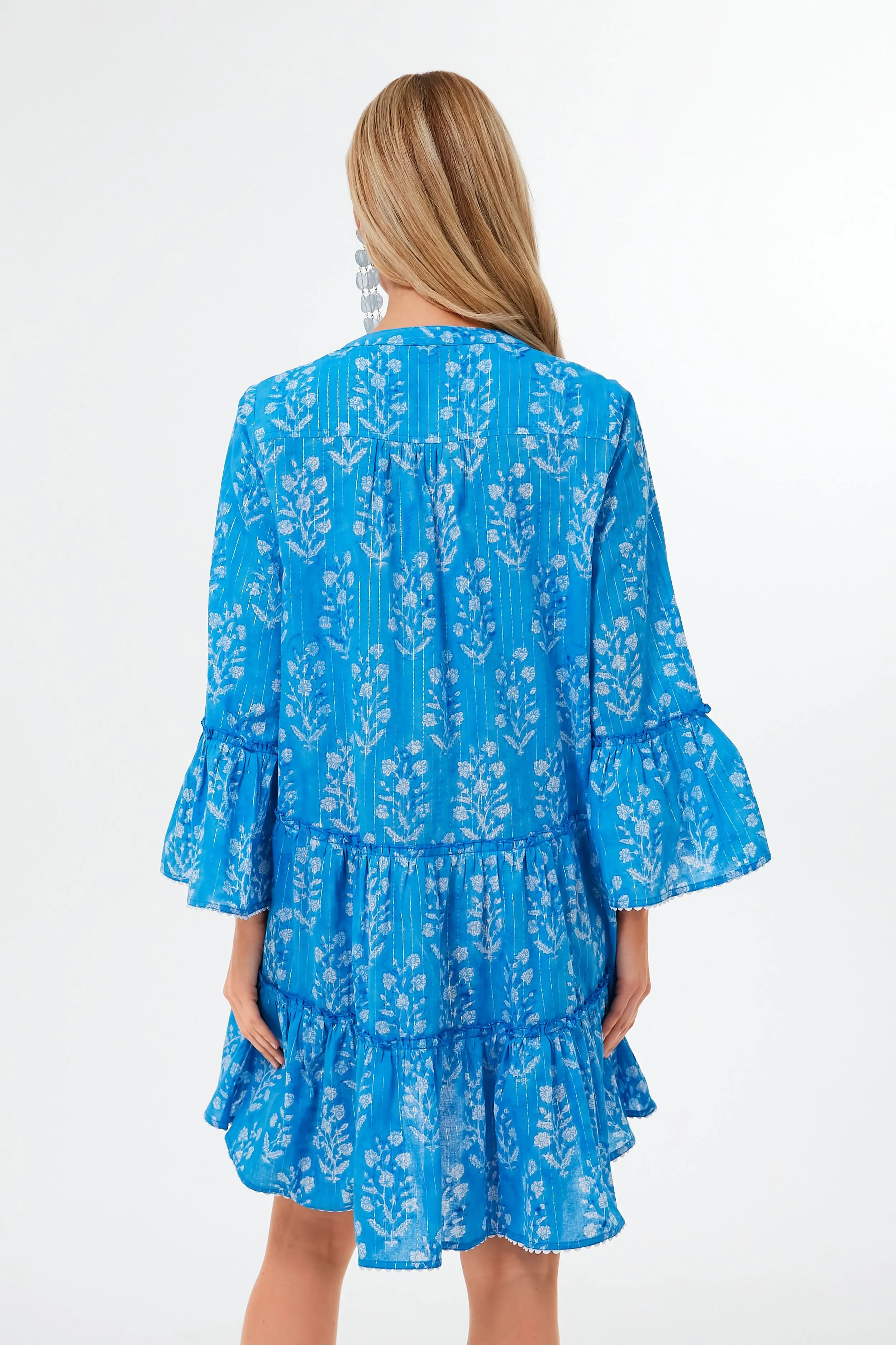 Sapphire Small Flower Lurex Flared Sleeve Dress sold by Tuckernuck product image thumbnail 4