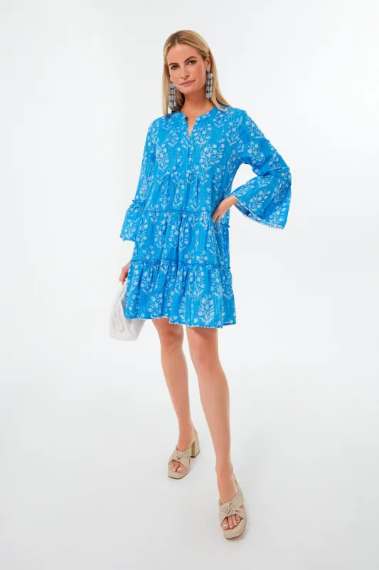 Sapphire Small Flower Lurex Flared Sleeve Dress sold by Tuckernuck