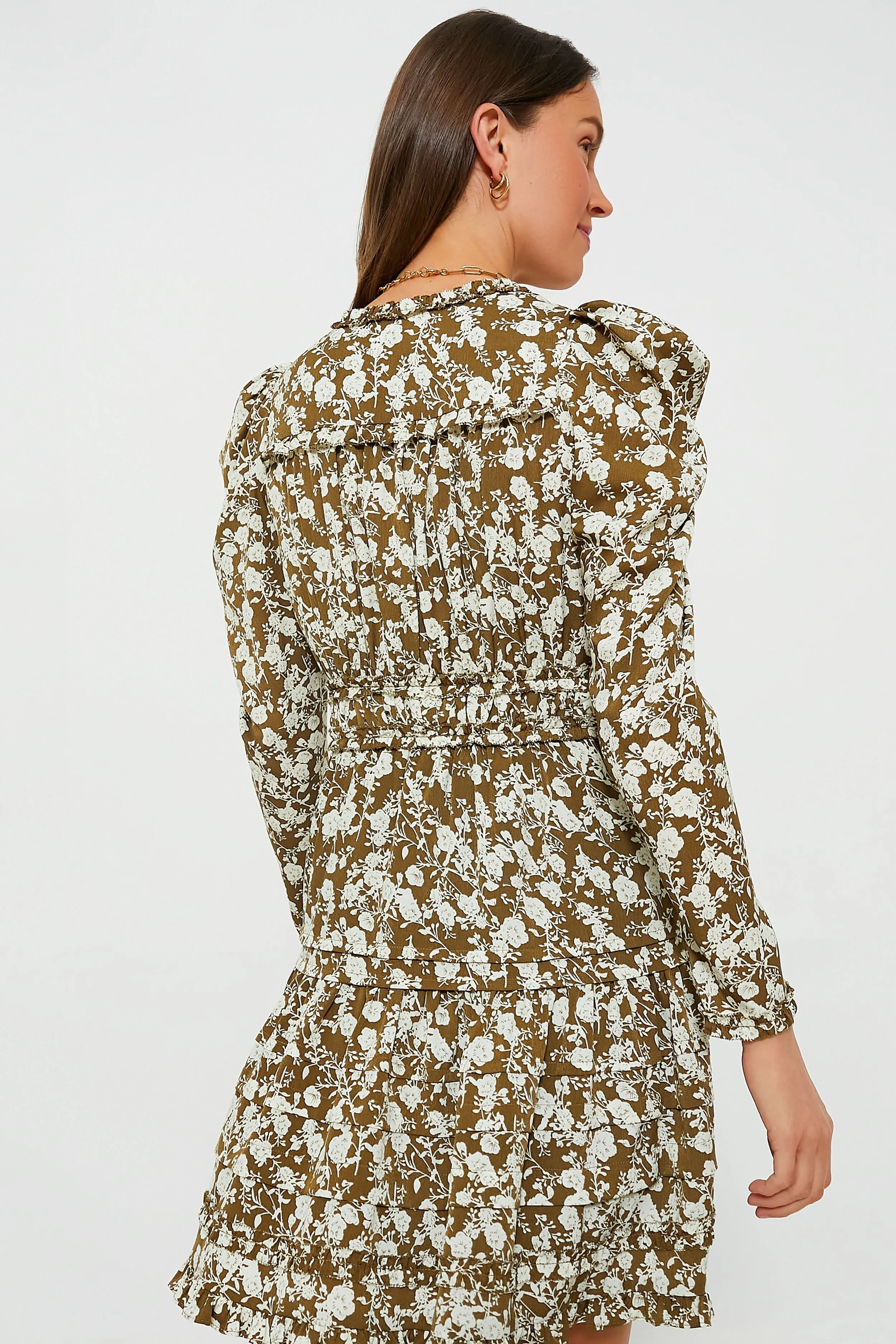 Olive Floral Renee Ruffle Mini Dress sold by Tuckernuck product image thumbnail 3