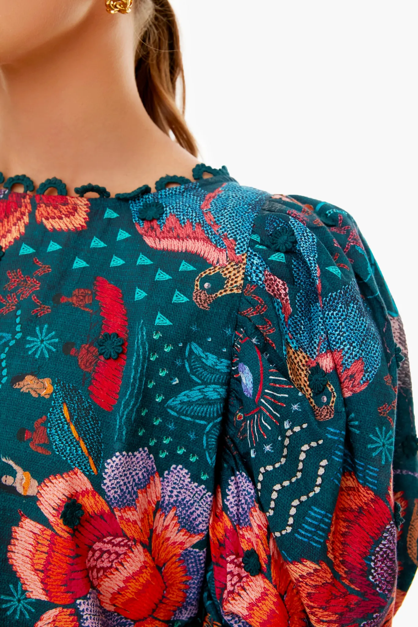Teal River Creatures Blouse sold by Tuckernuck product image thumbnail 5