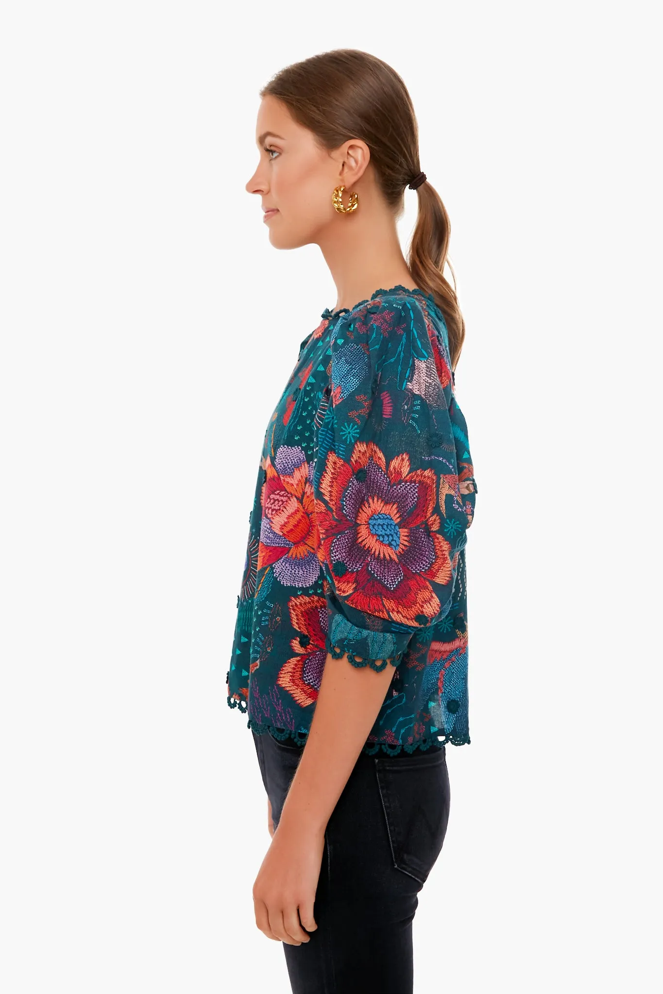 Teal River Creatures Blouse sold by Tuckernuck product image thumbnail 3