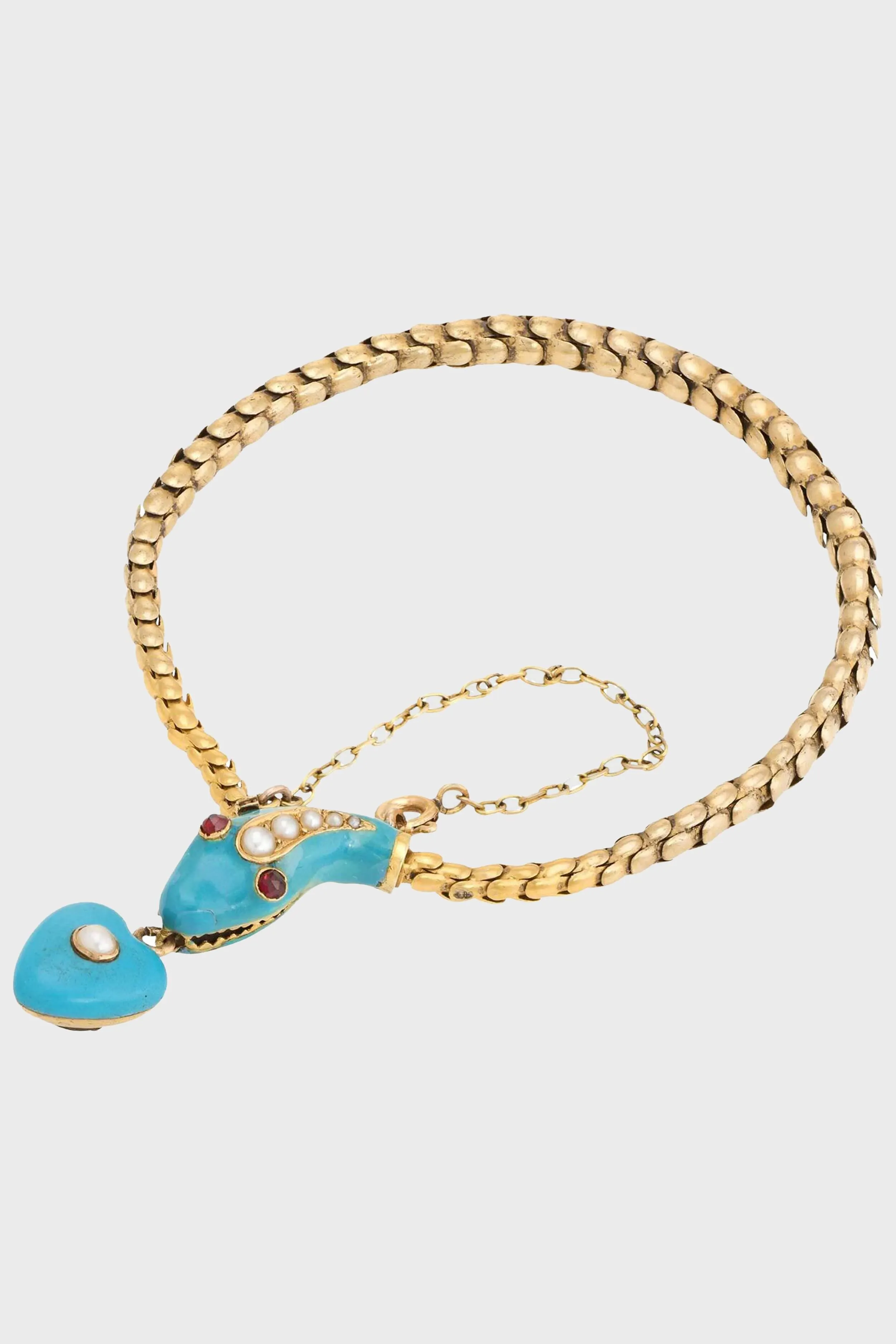 Antique Victorian Snake Bracelet 18 Karat Gold Blue Enamel sold by Tuckernuck