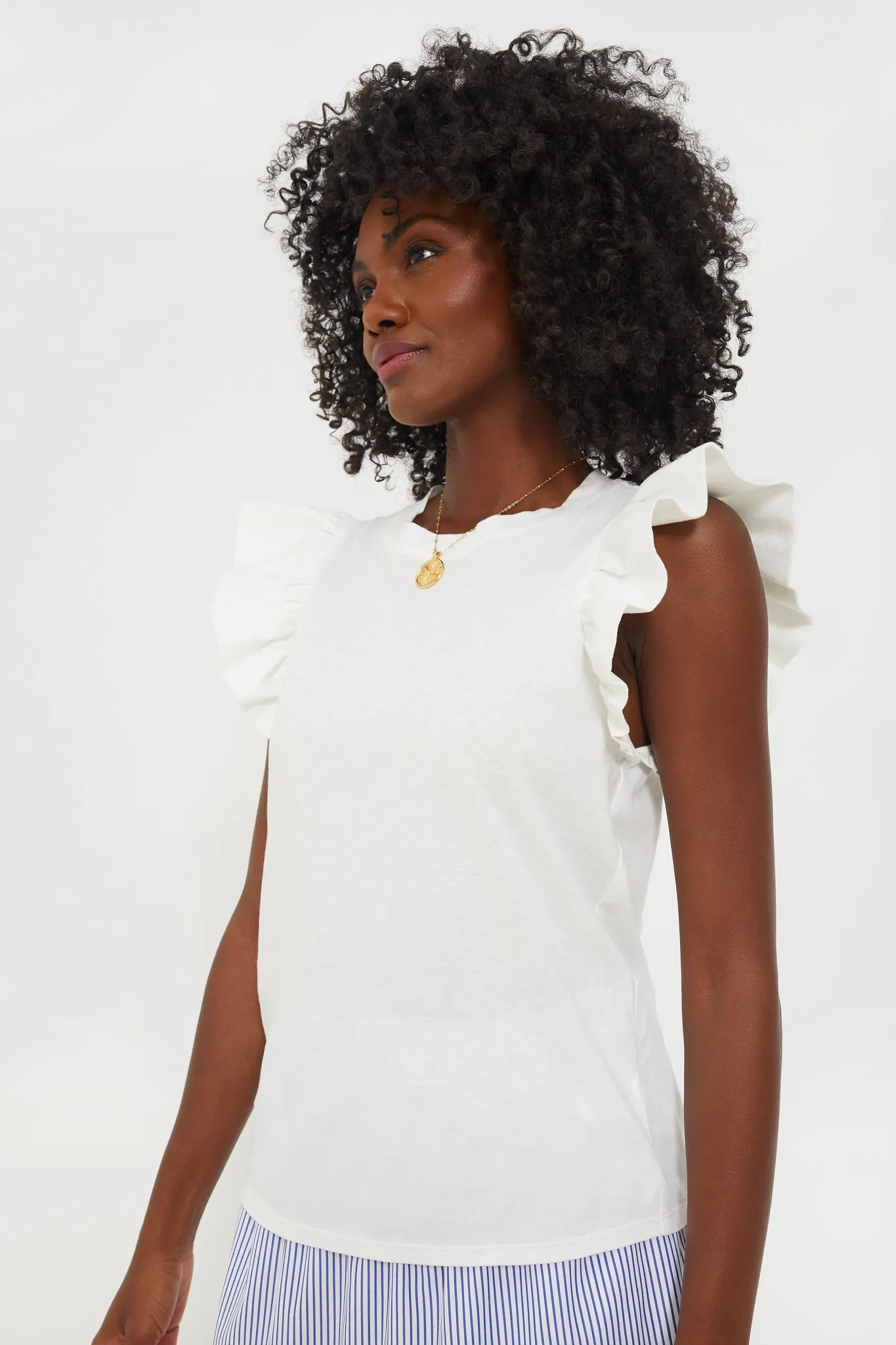 White Kaia Flutter Sleeve Tee sold by Tuckernuck product image thumbnail 3