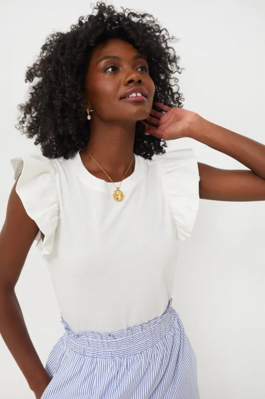 White Kaia Flutter Sleeve Tee sold by Tuckernuck