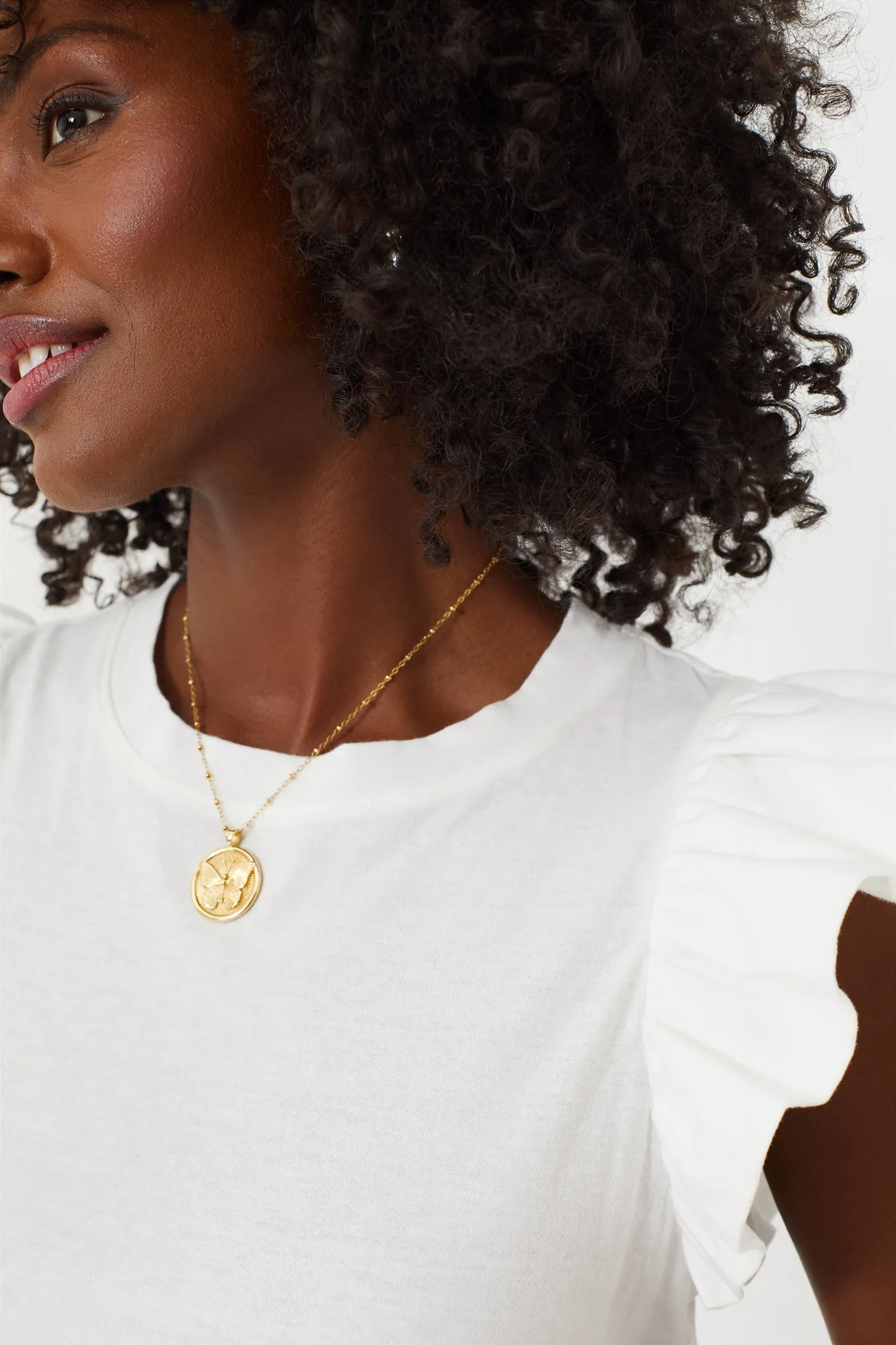 White Kaia Flutter Sleeve Tee sold by Tuckernuck product image thumbnail 5