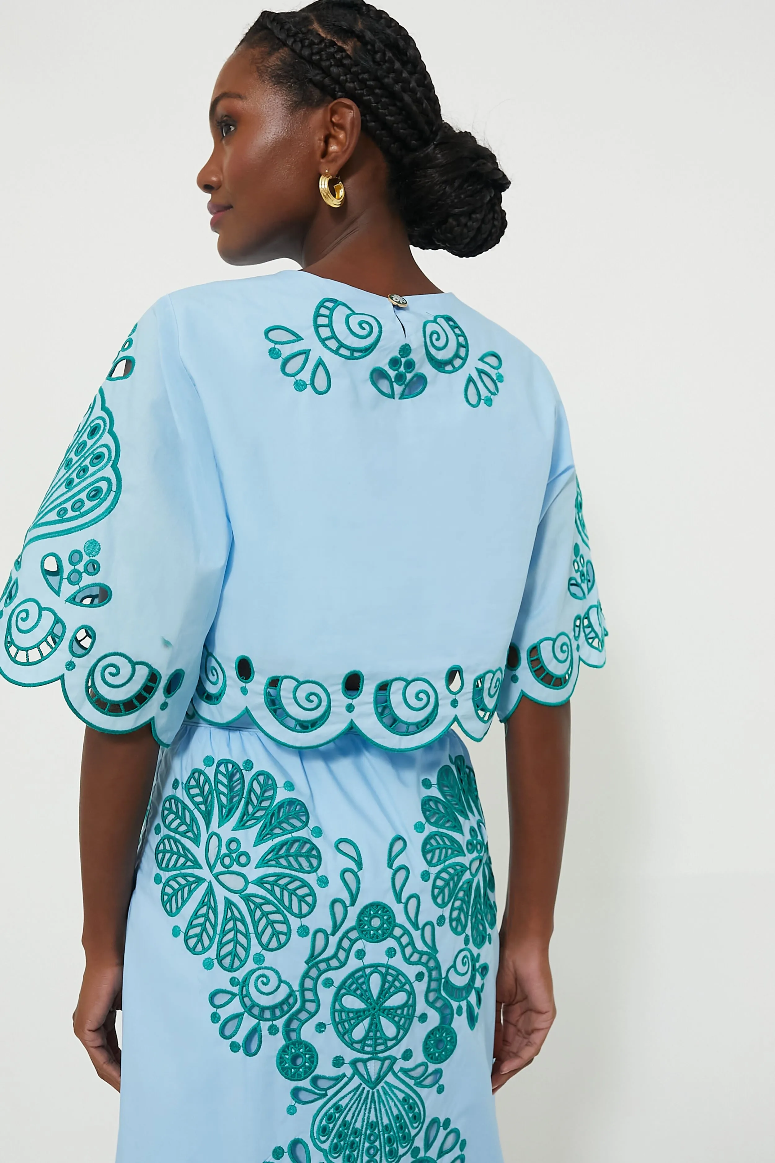 Light Blue and Green Richelieu Crop Top sold by Tuckernuck product image thumbnail 4