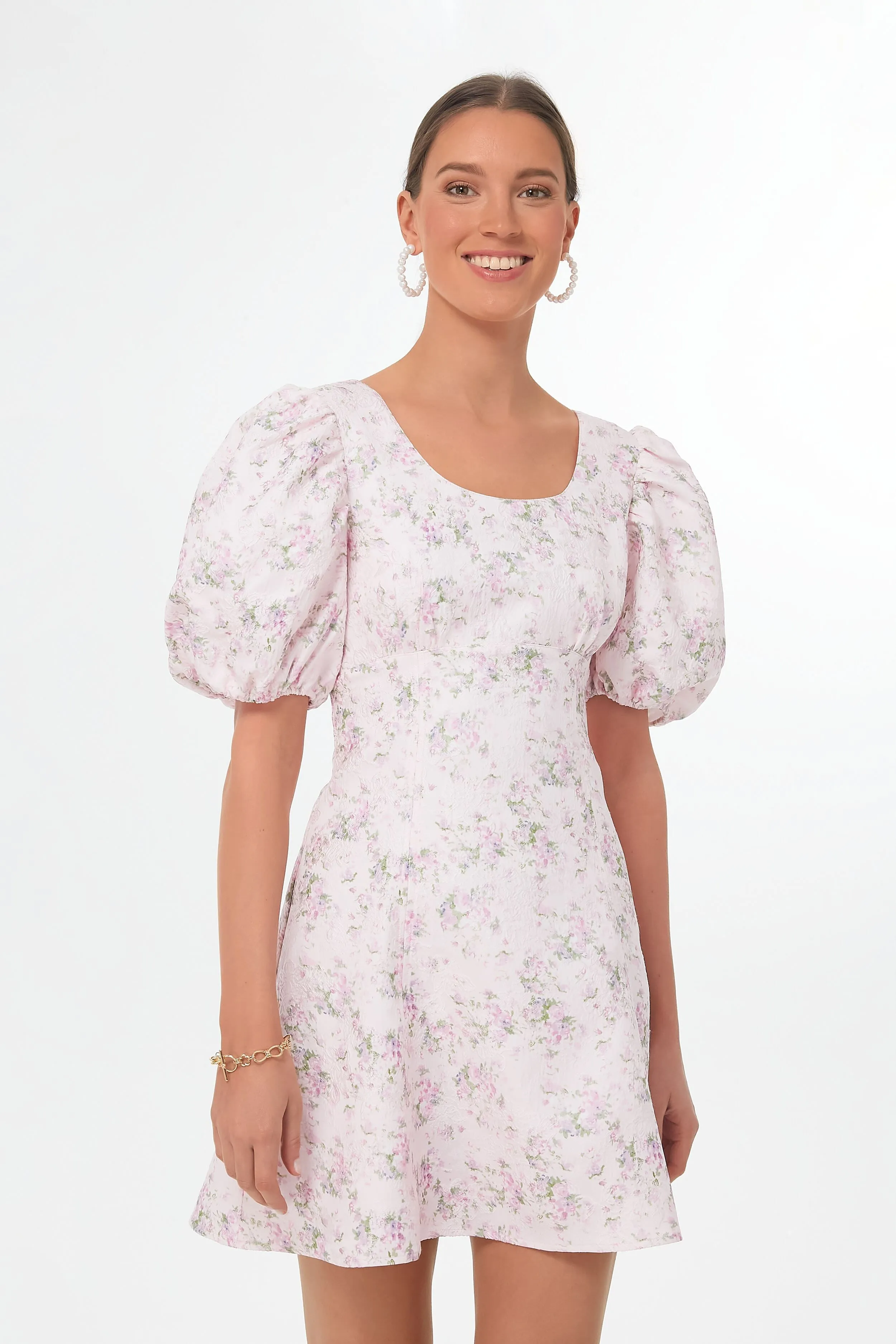 Pink Jacquard Empire Ella Mini Dress sold by Tuckernuck product image thumbnail 3