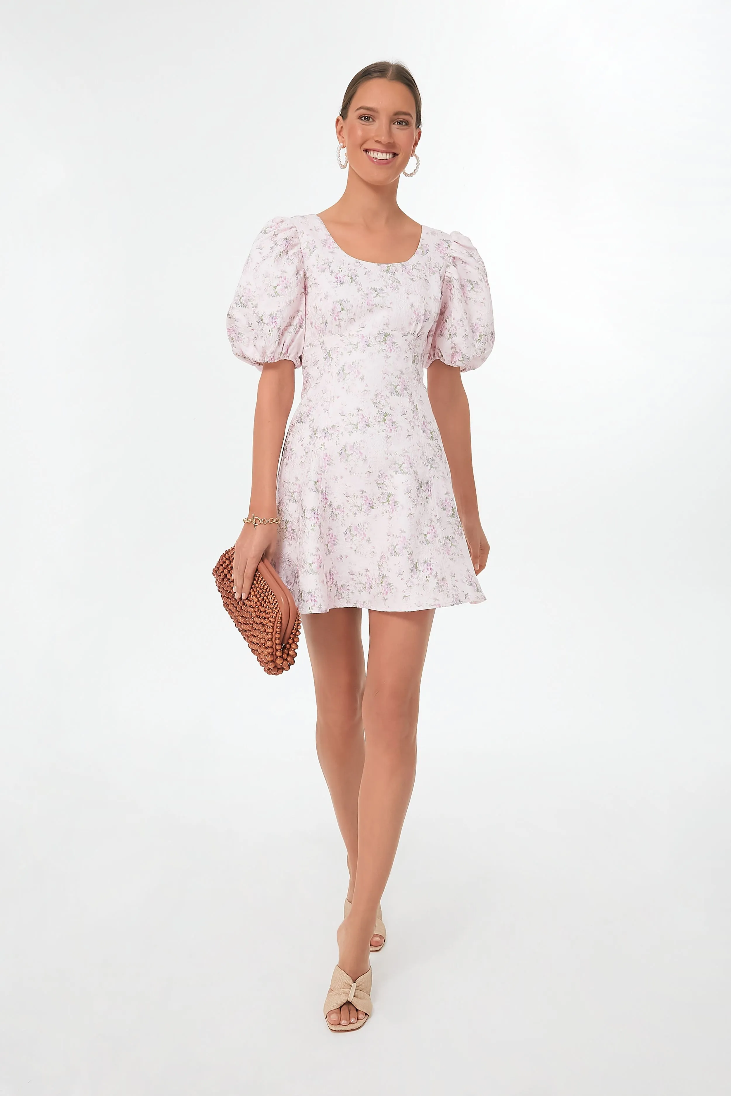 Pink Jacquard Empire Ella Mini Dress sold by Tuckernuck
