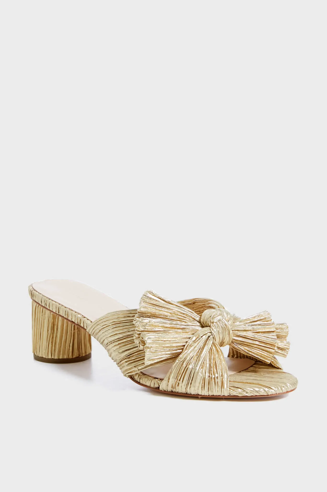 Gold Emilia Pleated Knot Mules sold by Tuckernuck