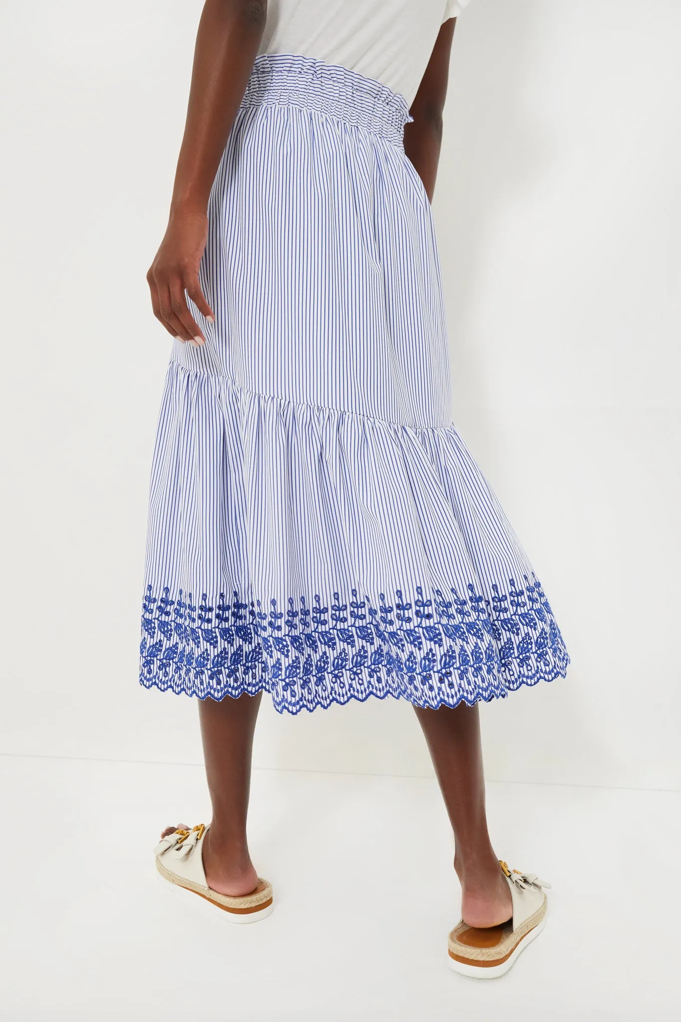Blue Stripe Eyelet Cinzia Skirt sold by Tuckernuck product image thumbnail 4