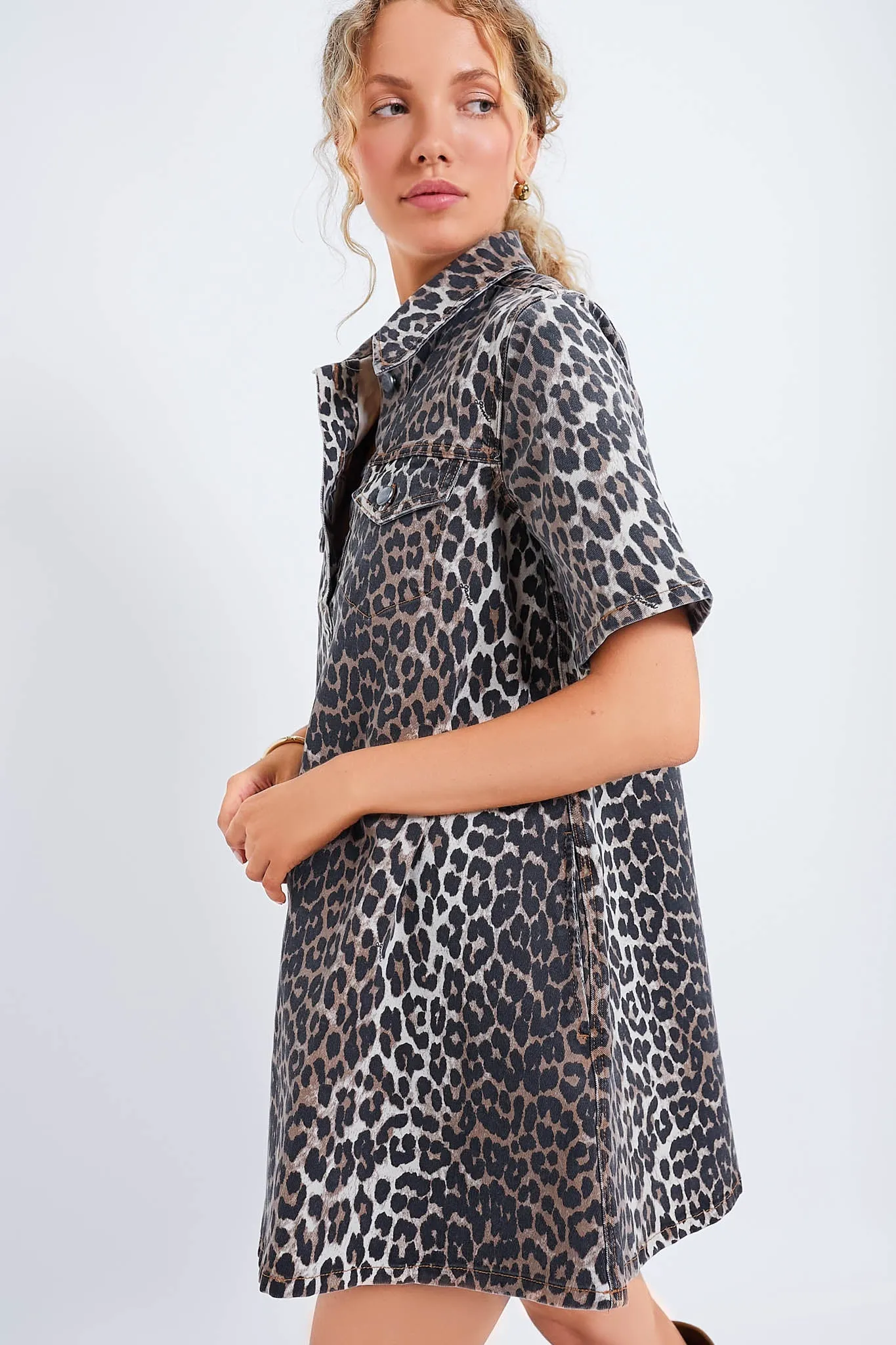 Leopard Print Denim Mini Dress sold by Tuckernuck product image thumbnail 3