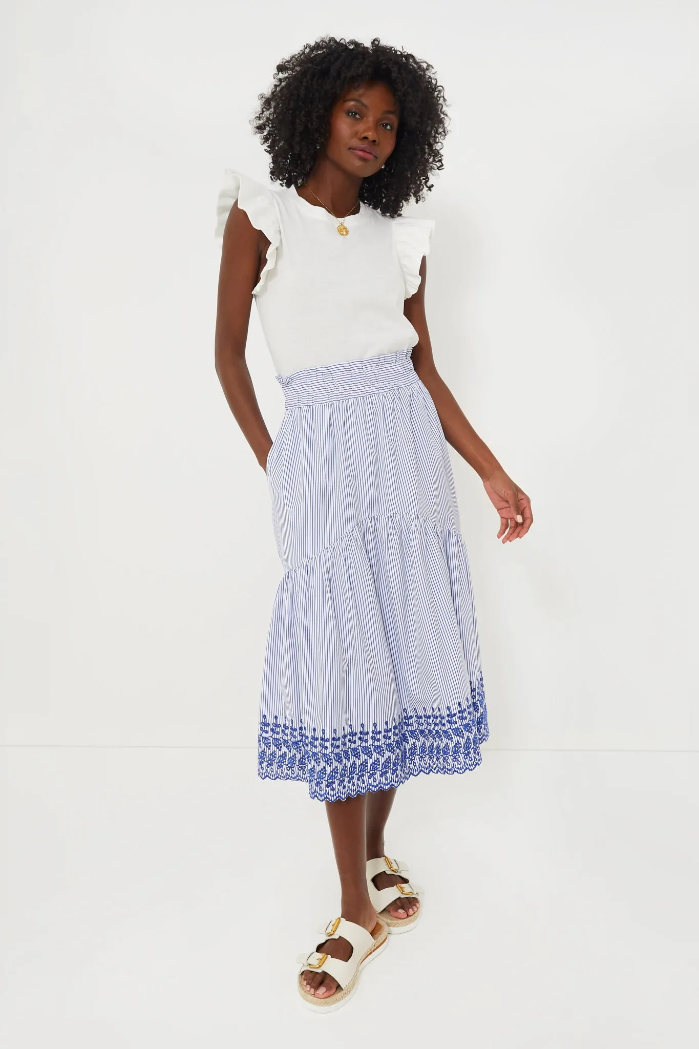 Blue Stripe Eyelet Cinzia Skirt sold by Tuckernuck product image thumbnail 2