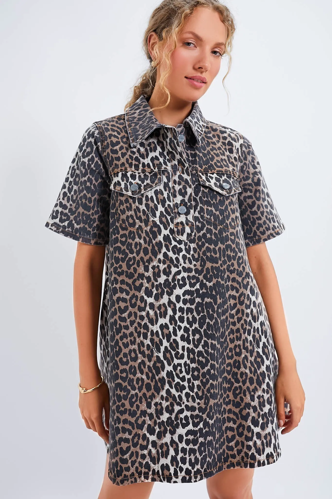 Leopard Print Denim Mini Dress sold by Tuckernuck