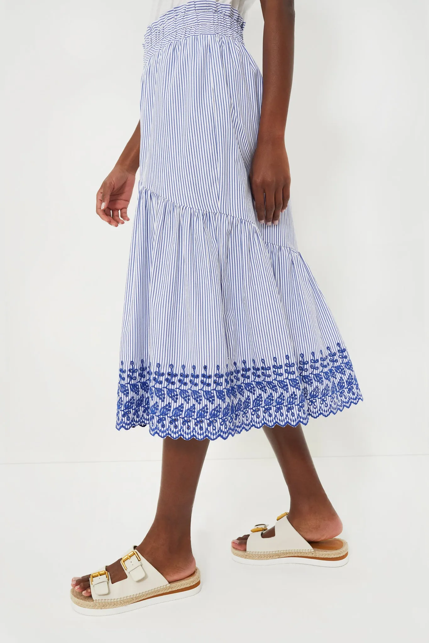 Blue Stripe Eyelet Cinzia Skirt sold by Tuckernuck product image thumbnail 3