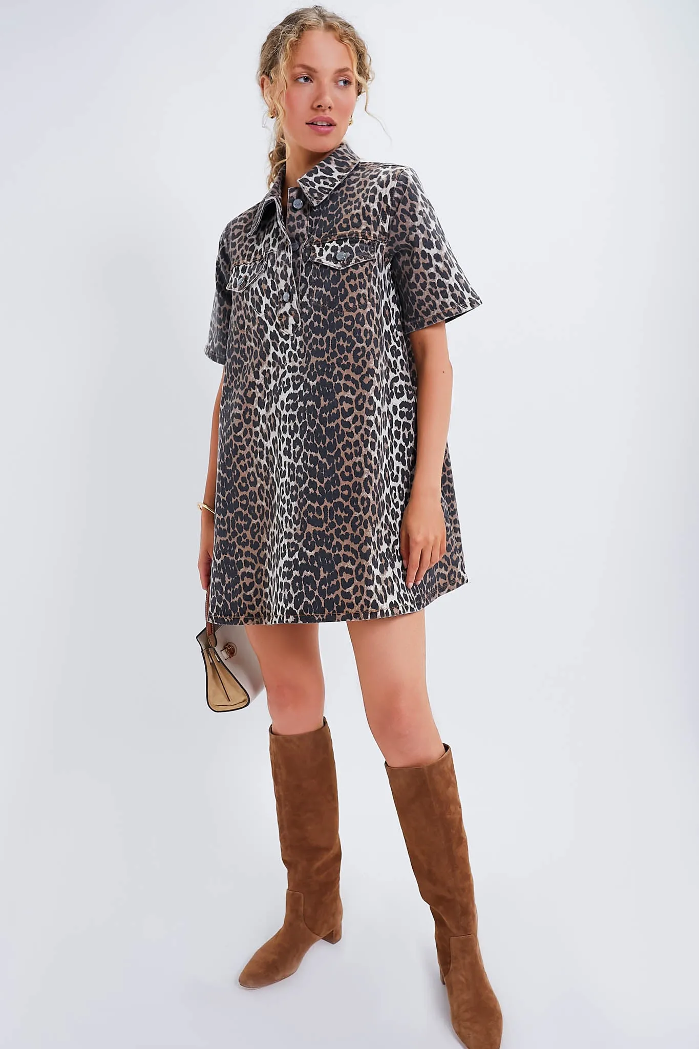 Leopard Print Denim Mini Dress sold by Tuckernuck product image thumbnail 2