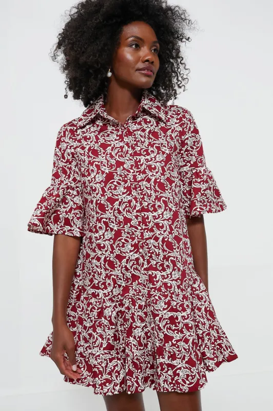 Maroon Vines Vera Shirt Dress sold by Tuckernuck