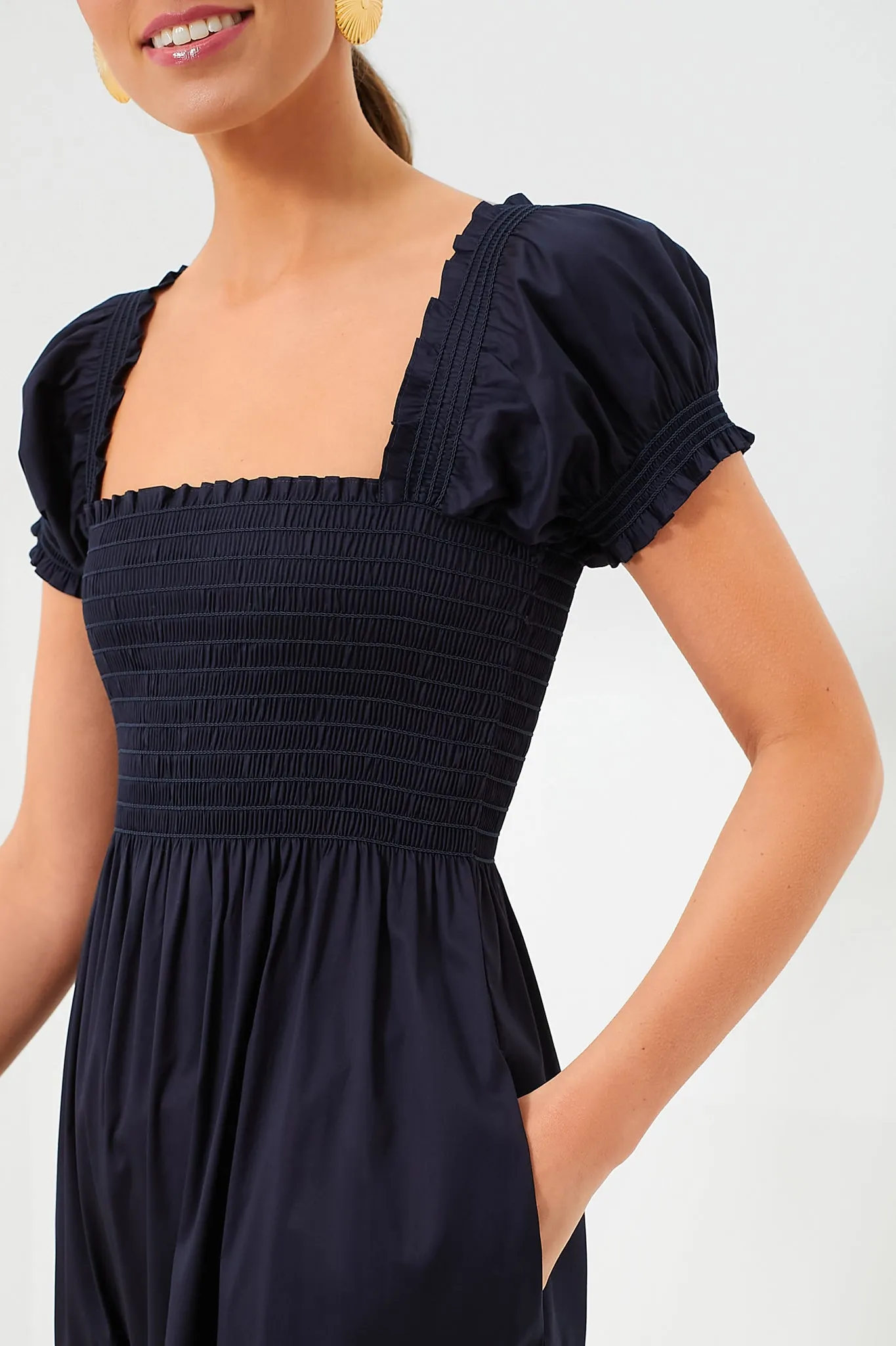 Medium Navy Smocked Cotton Dress sold by Tuckernuck product image thumbnail 5