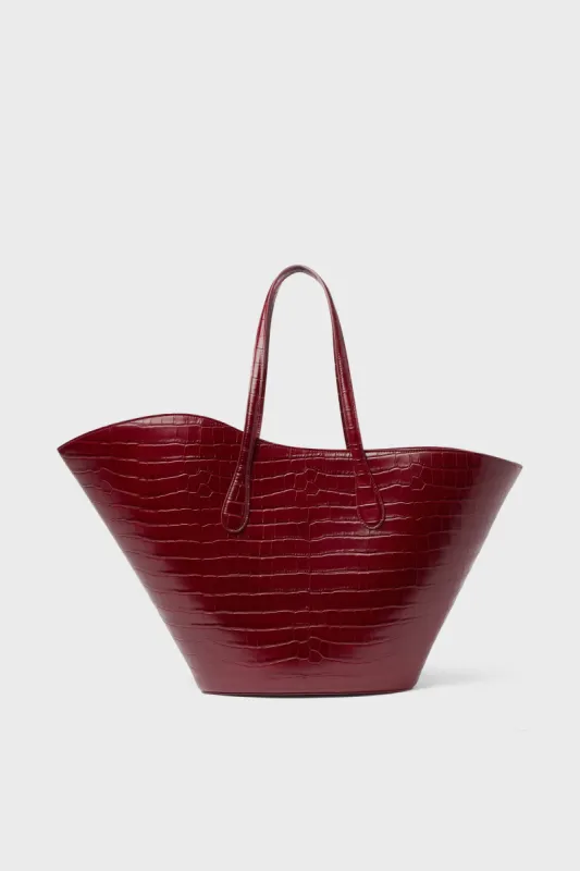 Bordeaux Croc Open Tulip Large Tote sold by Tuckernuck