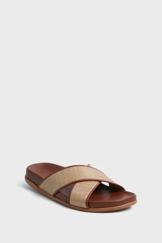 Nappa and Raffia Thais Footbed Sandals sold by Tuckernuck