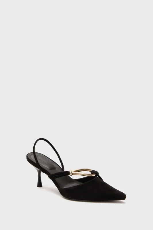 Black Love Knot Slingback Heels sold by Tuckernuck