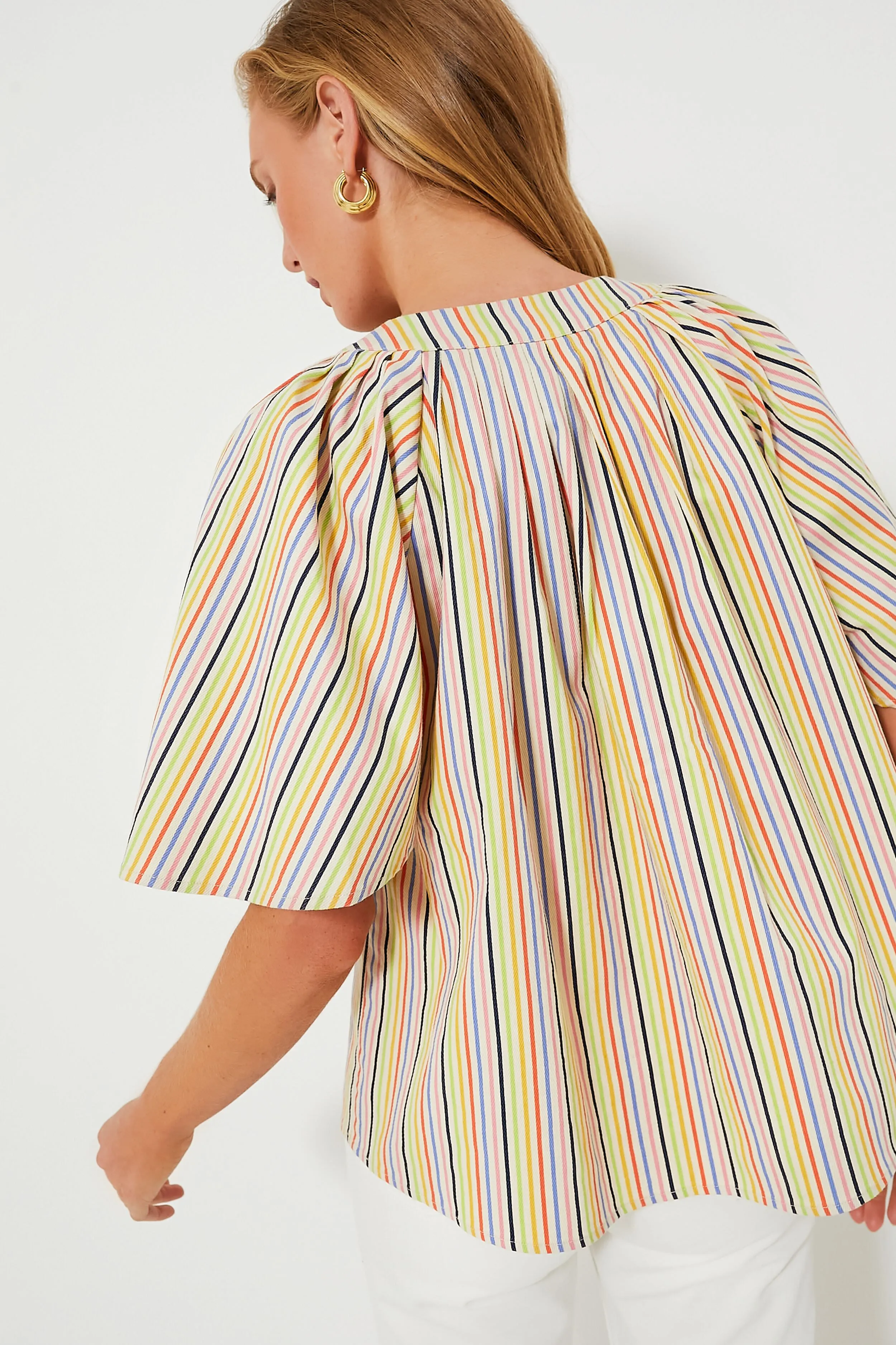 Rainbow Stripe Finley Flutter Sleeve Top sold by Tuckernuck product image thumbnail 4