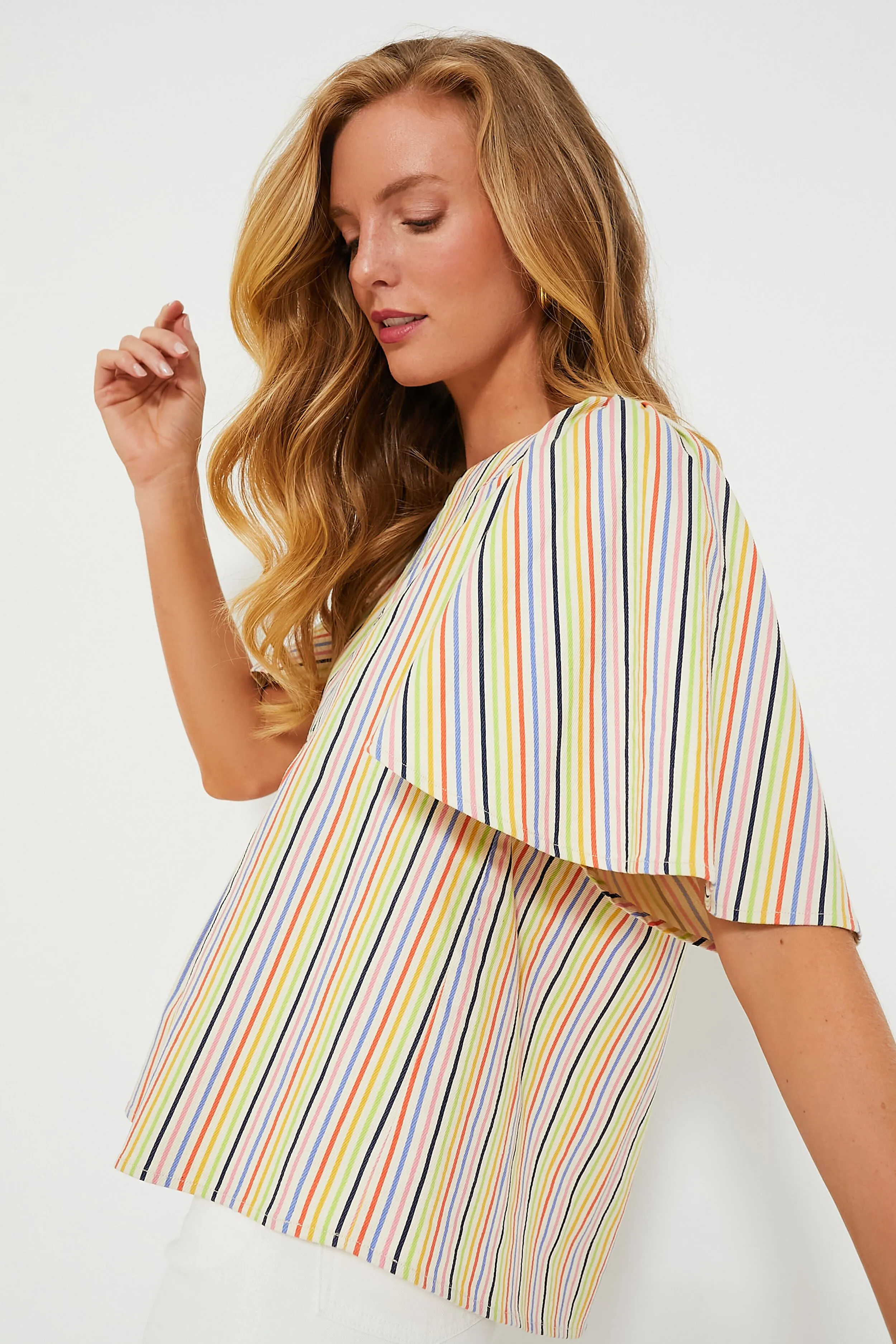 Rainbow Stripe Finley Flutter Sleeve Top sold by Tuckernuck product image thumbnail 3