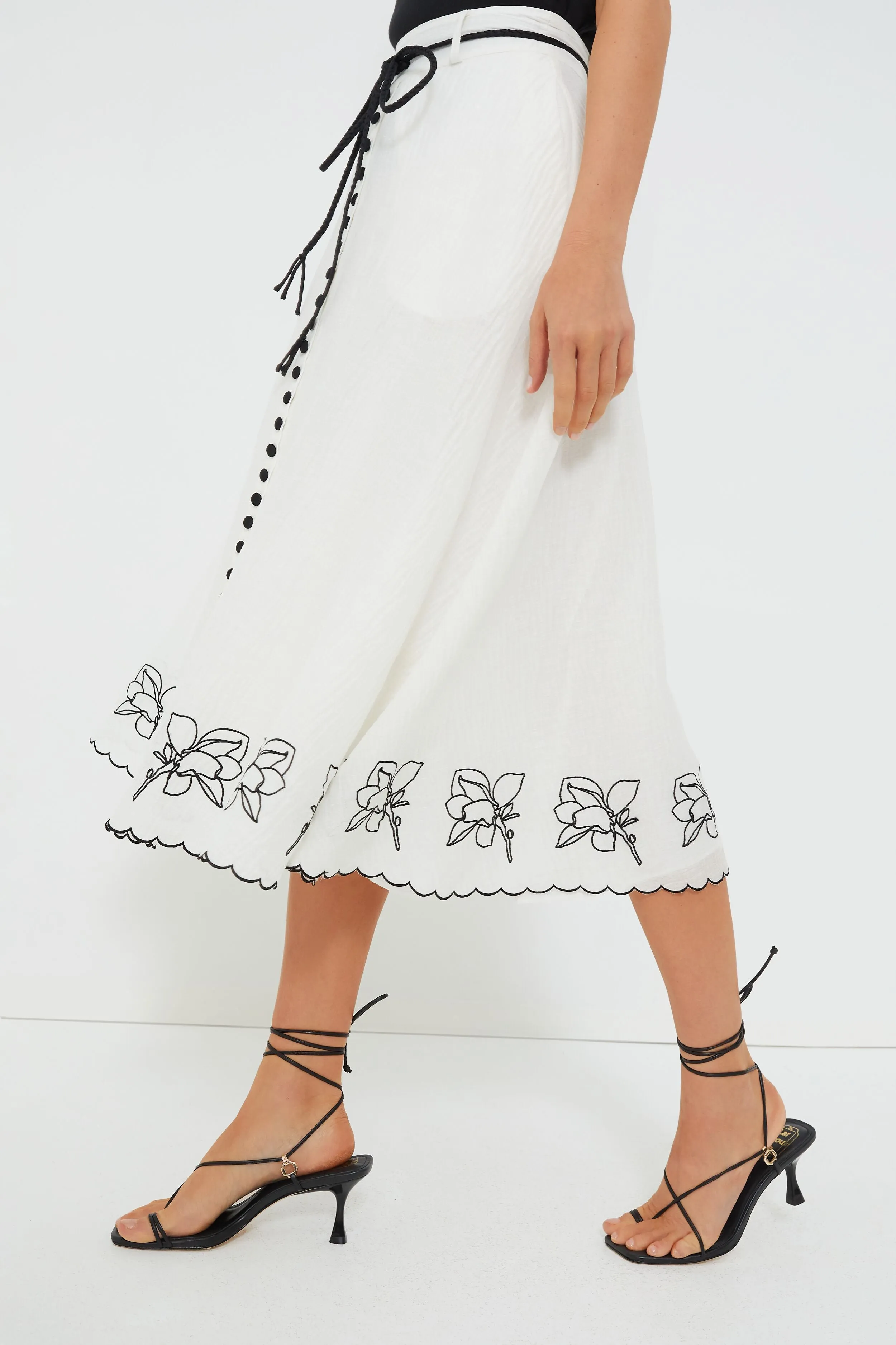 Alba Black Grace Silk Linen Midi Skirt sold by Tuckernuck product image thumbnail 3