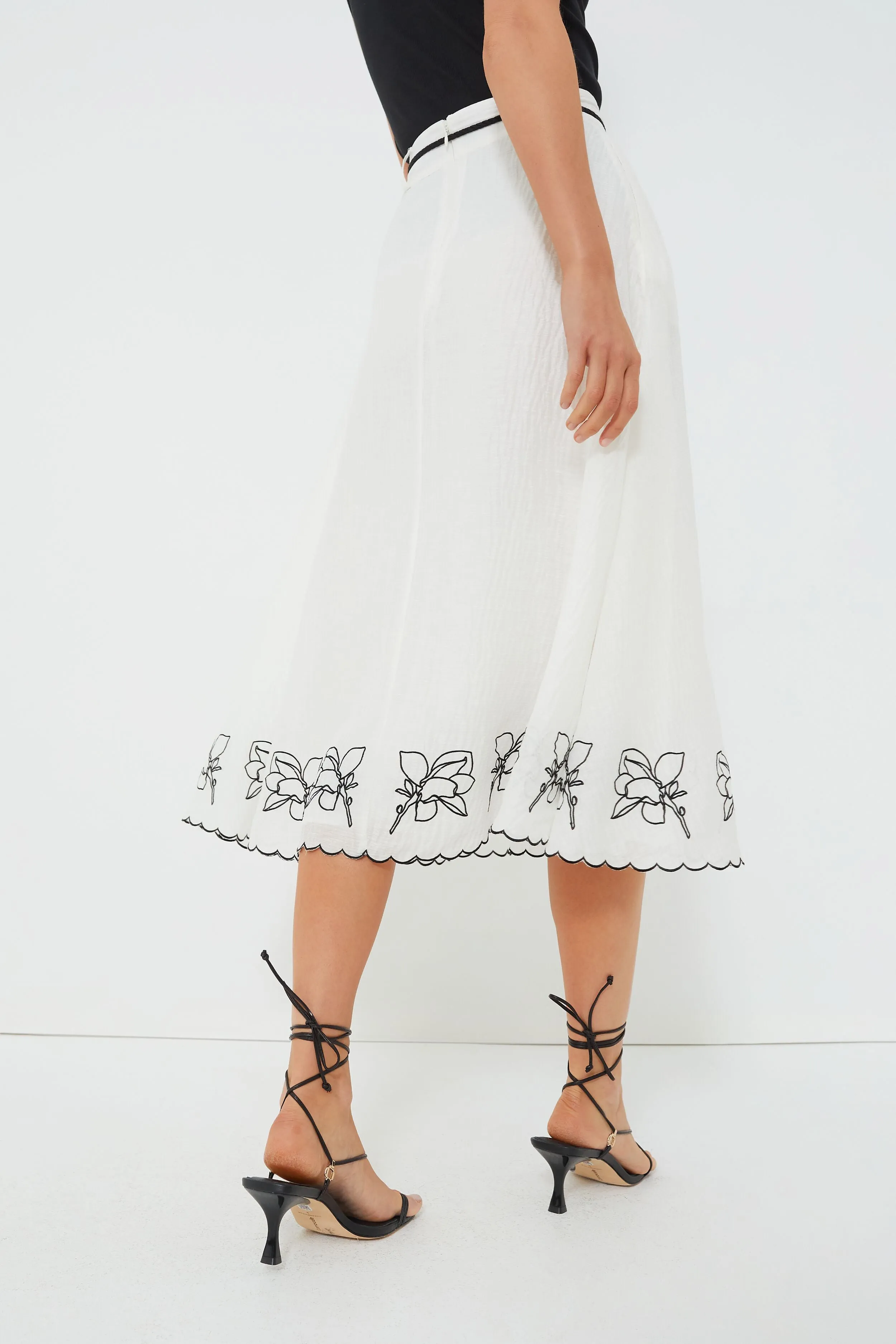 Alba Black Grace Silk Linen Midi Skirt sold by Tuckernuck product image thumbnail 4