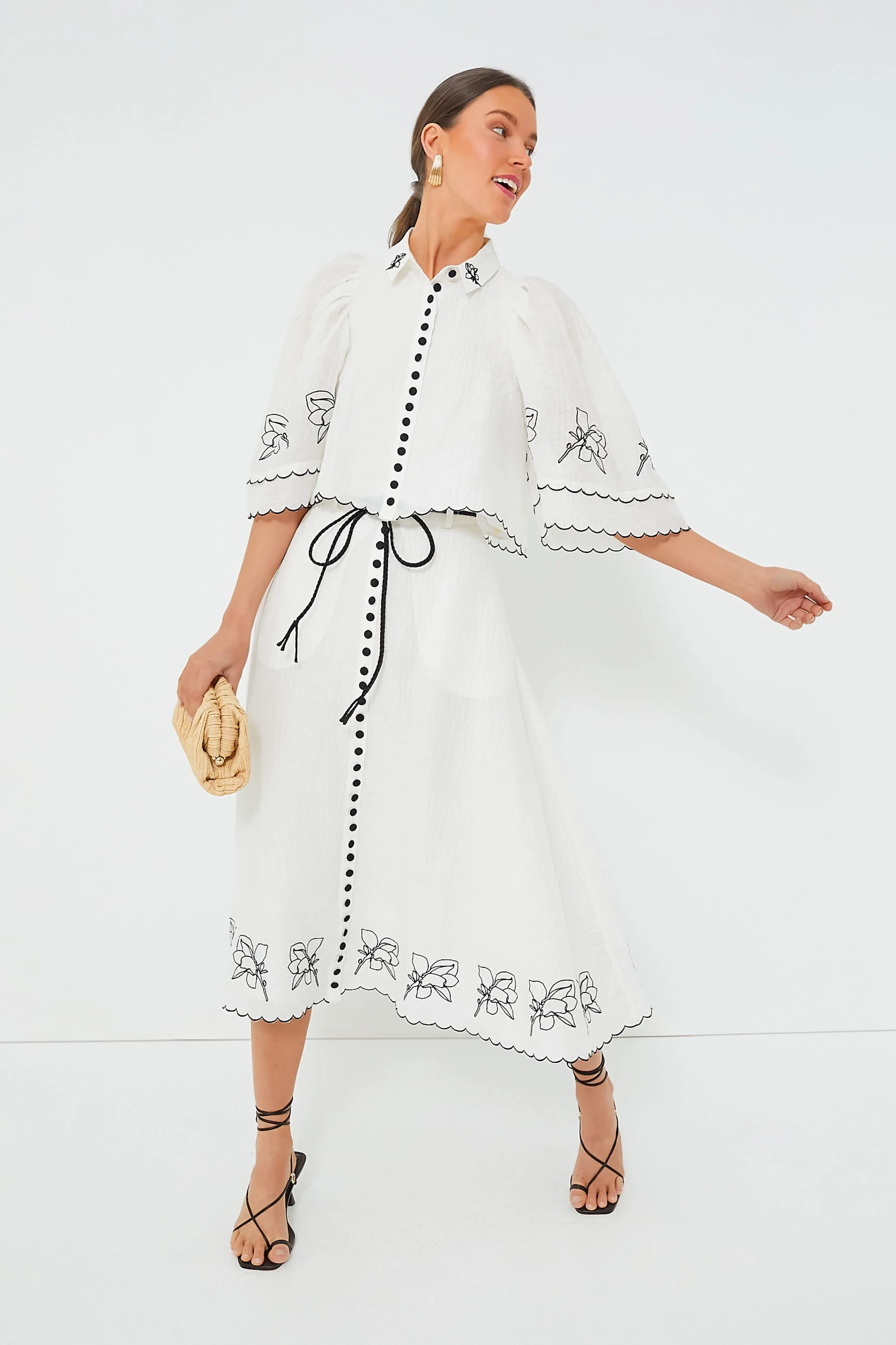 Alba Black Grace Silk Linen Midi Skirt sold by Tuckernuck product image thumbnail 2