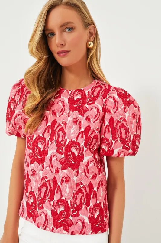 Rose Jacquard Lyla Blouse sold by Tuckernuck