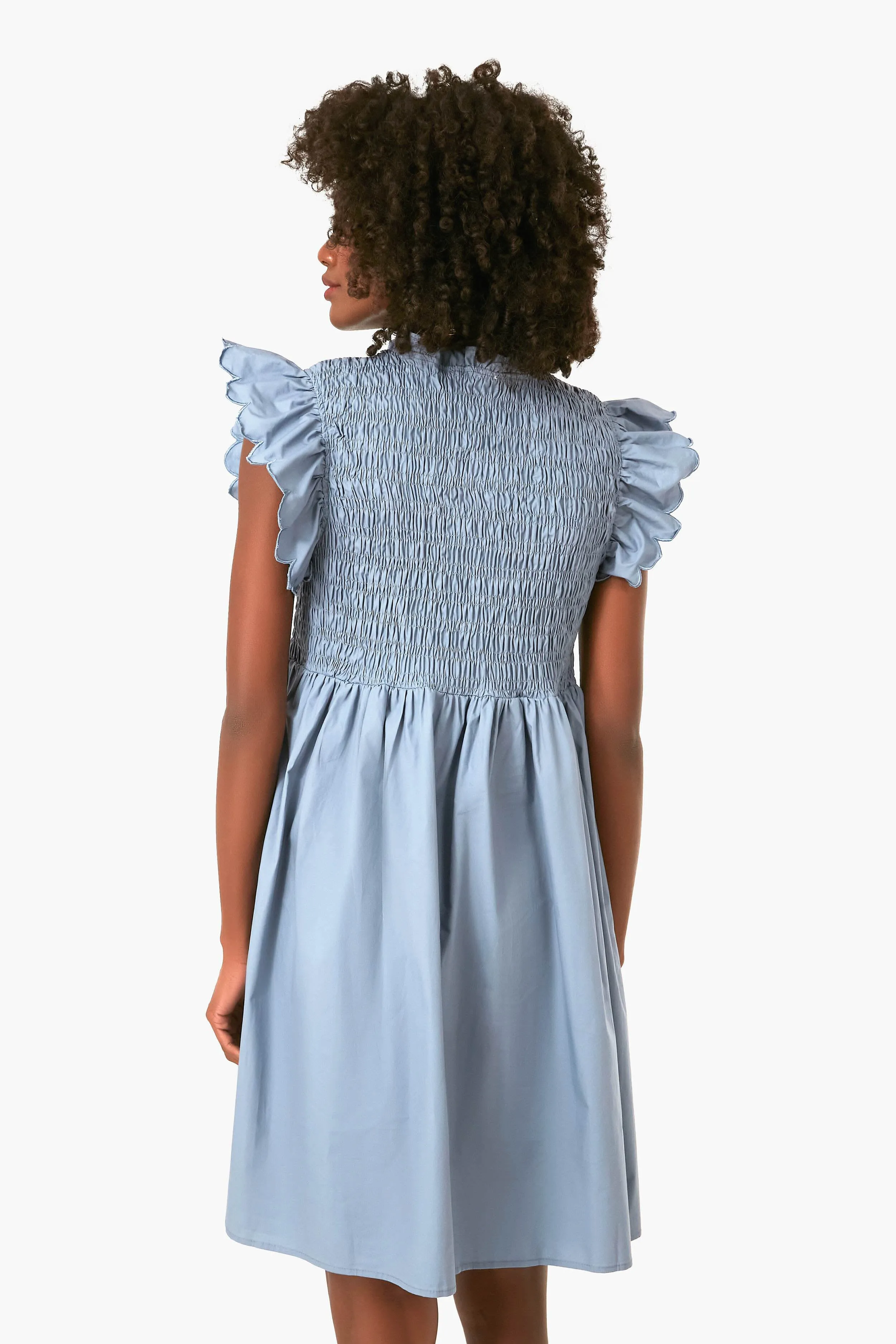 Dusty Blue Smocked Mini Dress sold by Tuckernuck product image thumbnail 4