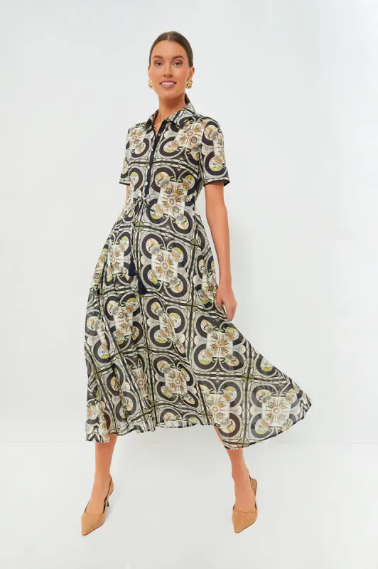 Navy Sundial Printed Cotton Shirtdress sold by Tuckernuck
