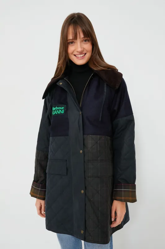 Navy Classic Barbour Ganni Burghley Jacket sold by Tuckernuck