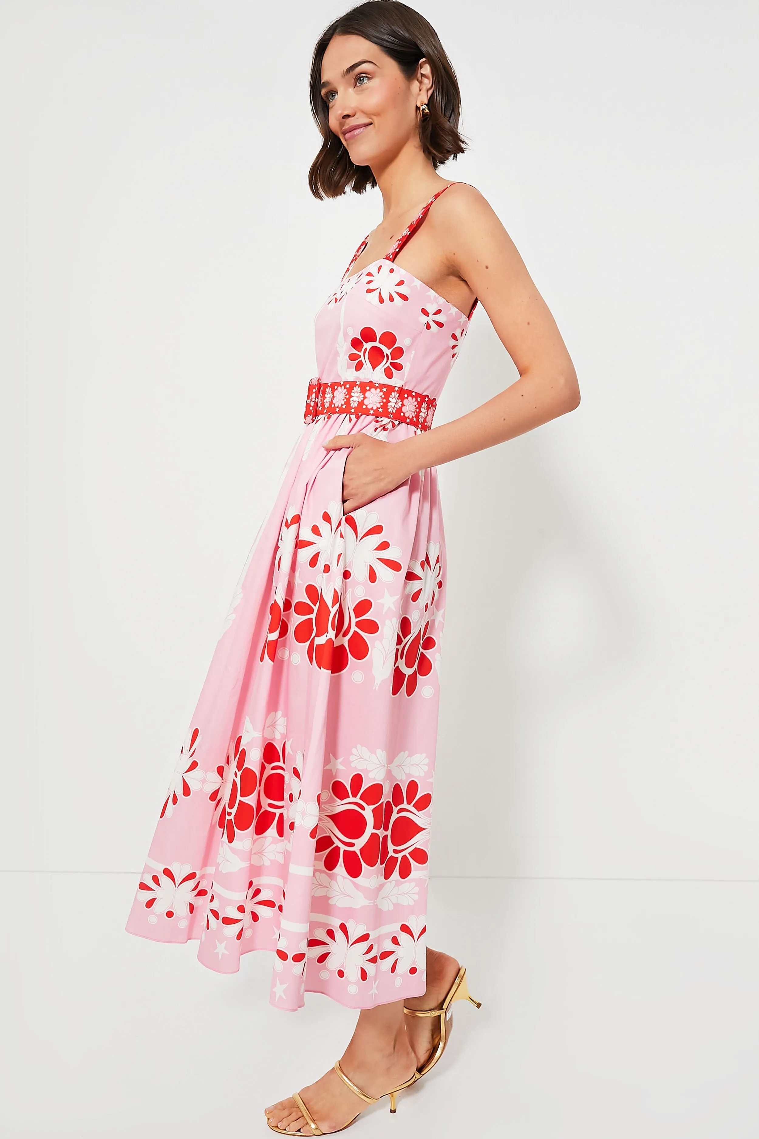 Pink Geo Flower Ninet Midi Dress sold by Tuckernuck product image thumbnail 3
