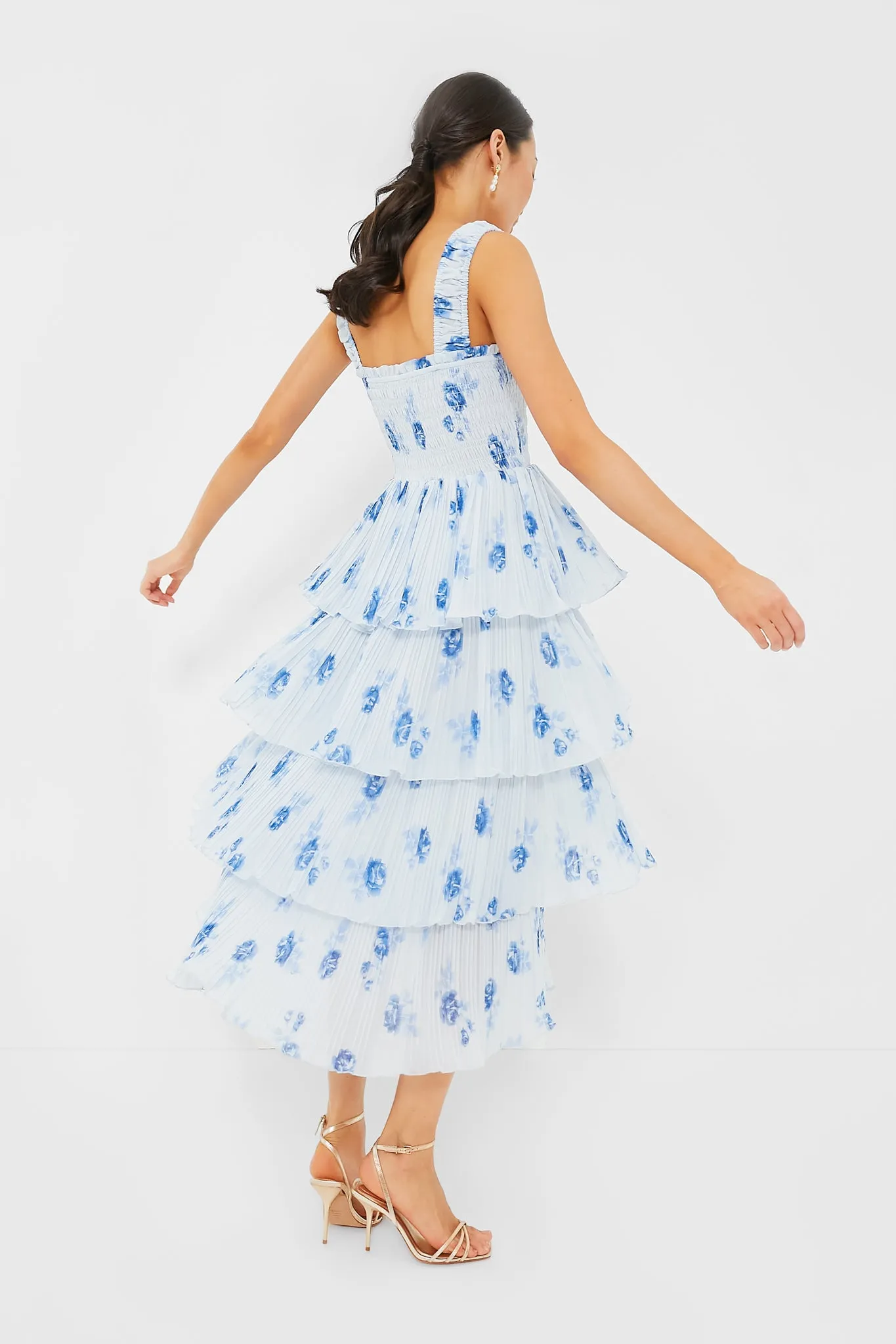 Heather Pleated Georgette Smock Midi Strap Dress sold by Tuckernuck product image thumbnail 4