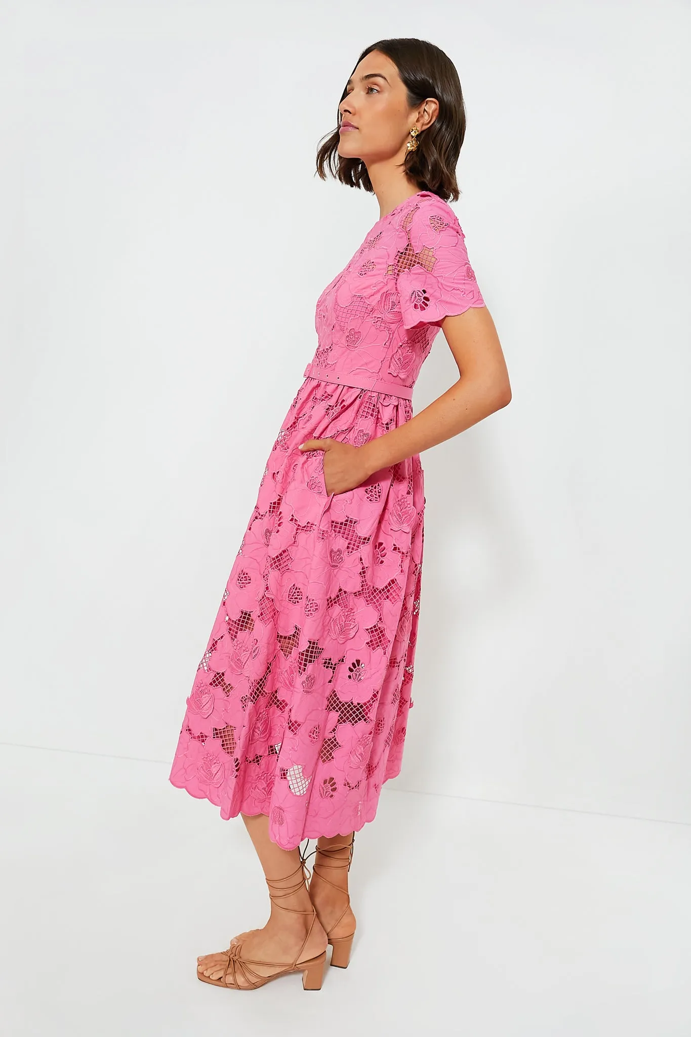 Pink Cotton Lace Midi Dress sold by Tuckernuck product image thumbnail 3